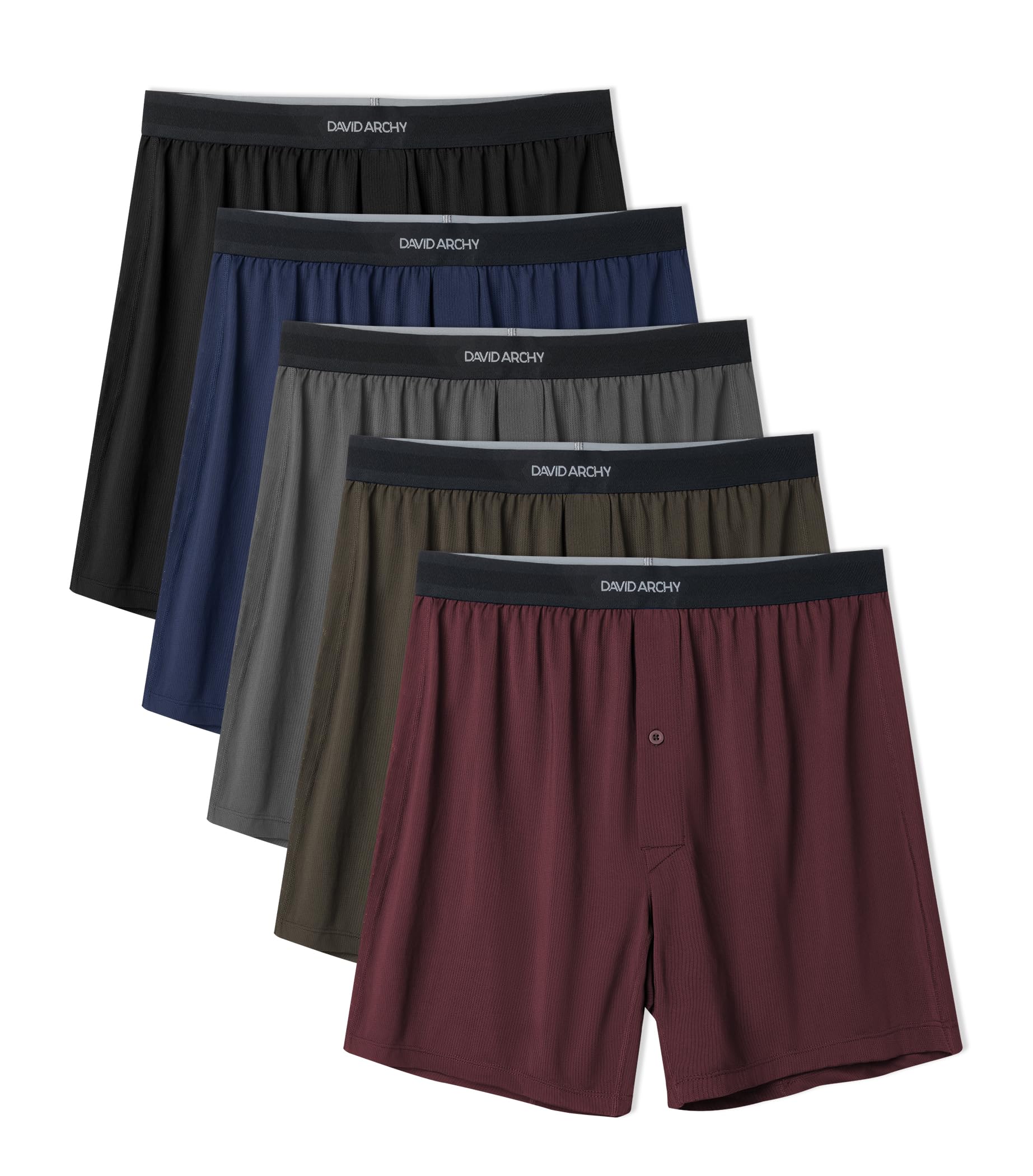 DAVID ARCHY Mens Boxer Shorts Underwear Quick Dry Breathable Mens Boxers Moisture Wicking Boxers for Men 3 or 5 Pack