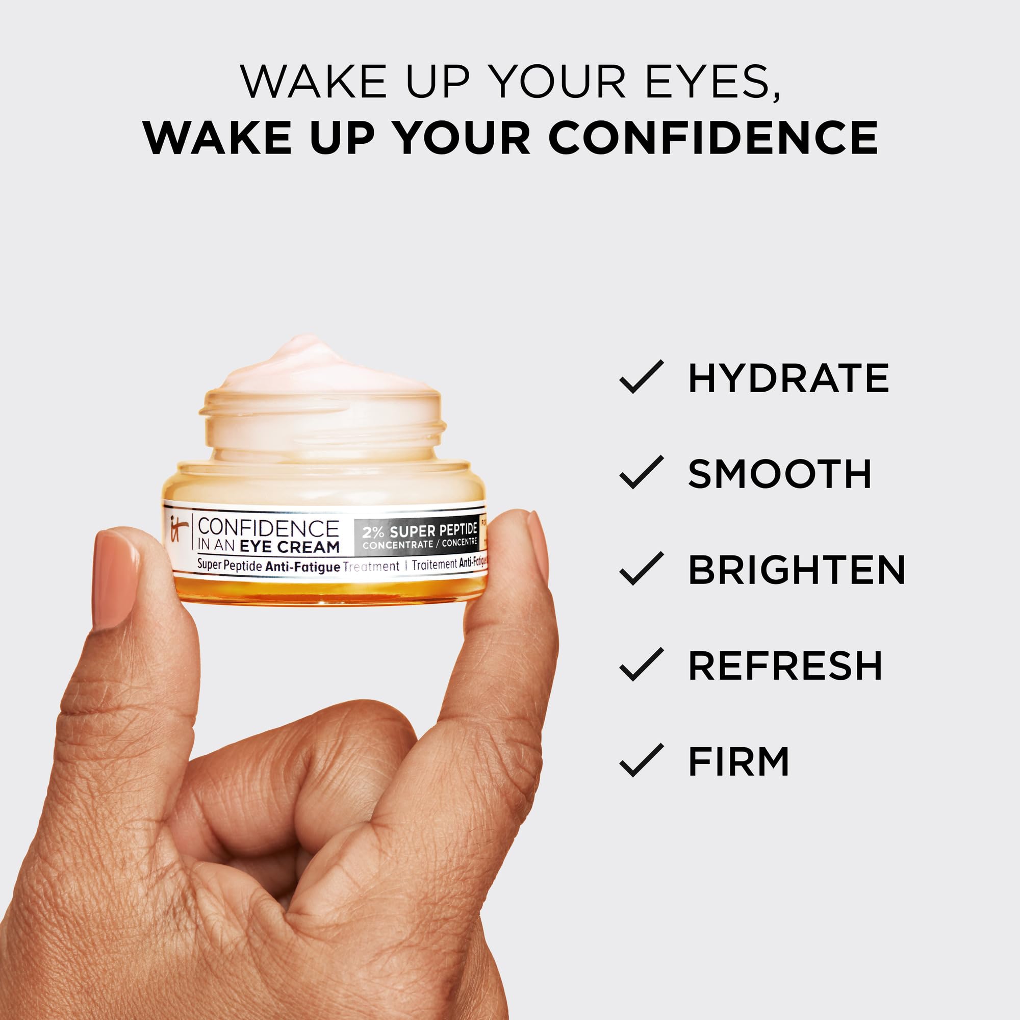 IT Cosmetics Confidence in an Eye Cream - Anti Aging Peptide Eye Cream for Dark Circles & Wrinkles, Lightweight 48HR Hydration, 2% Super Peptide Concentrate, Smooth & Brighten Undereye - 0.5 fl oz