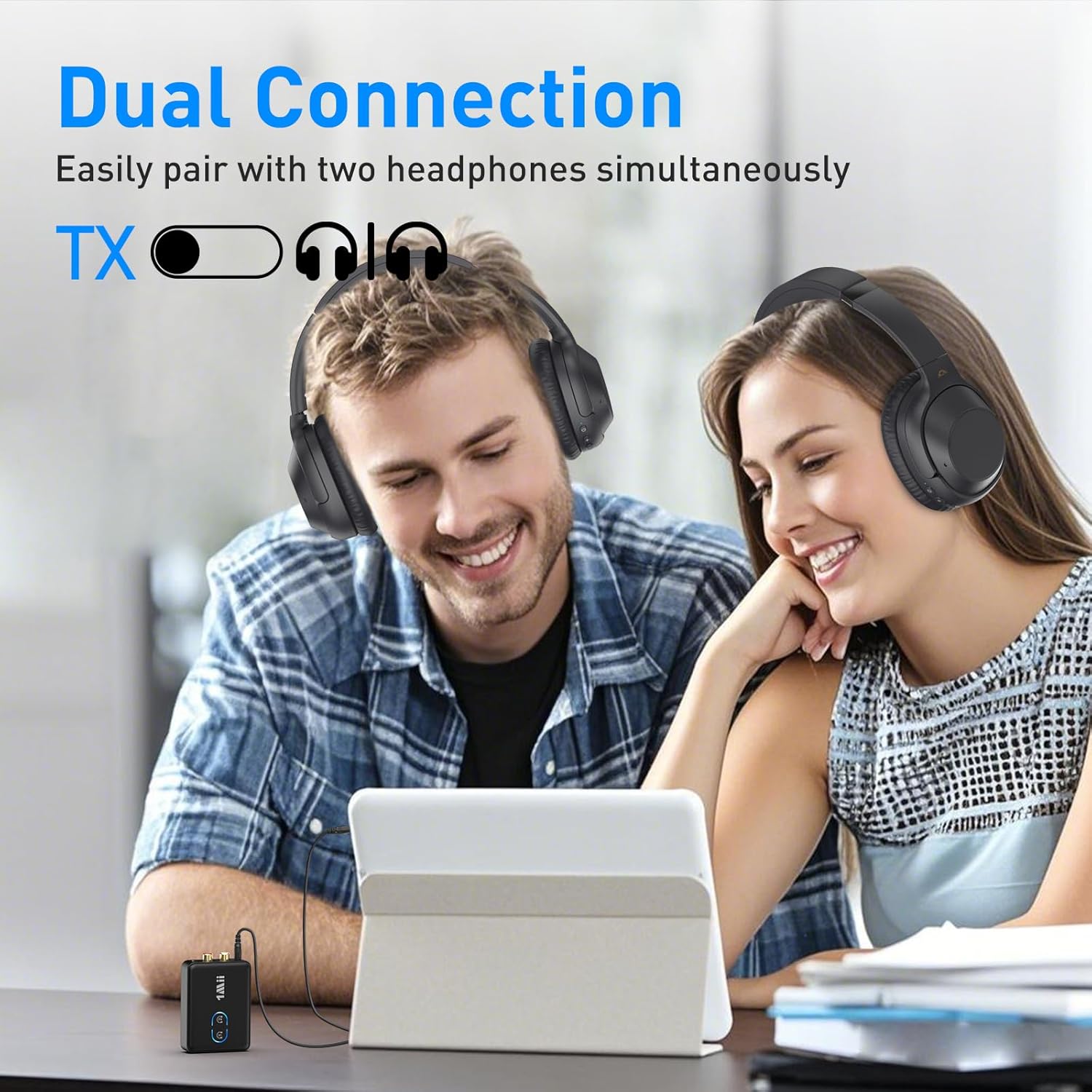 1Mii RCA Bluetooth 5.3 Adapter for TV, 3.5mm AUX Bluetooth Transmitter Receiver for 2 AirPods or Headphones, Home Stereo, Speakers, Projector, Treadmills, PC, with Volume Control, aptX Low Latency