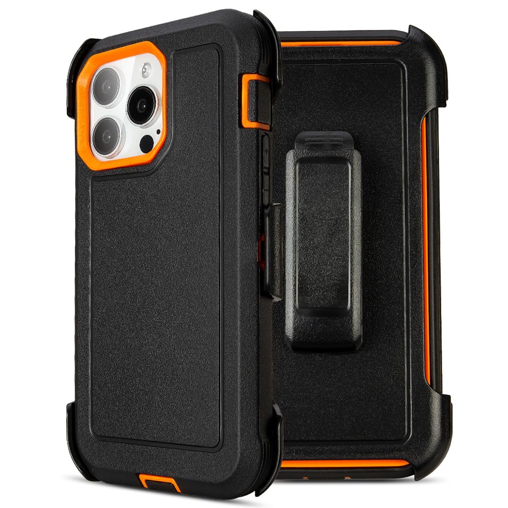 for Black iPhone 16 Pro Case with Belt Clip, for Shockproof iPhone 16 Pro Case Heavy Duty,3 Layers of Sturdy,Anti-Drop,Military-Grade Defender Cover for iPhone 16Pro Case Black