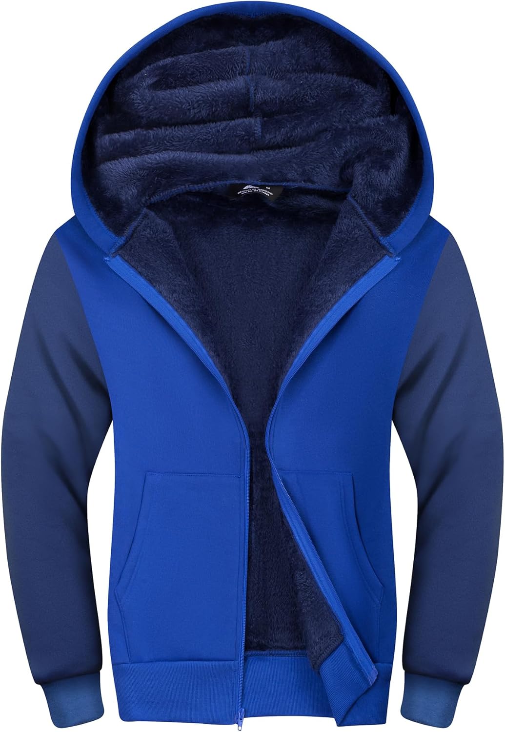 SWISSWELL Hooded Jacket for Boys Full Zip Ultra Soft Sherpa Fleece Hoodie Sweatshirt for Kids School Hooded Outerwear