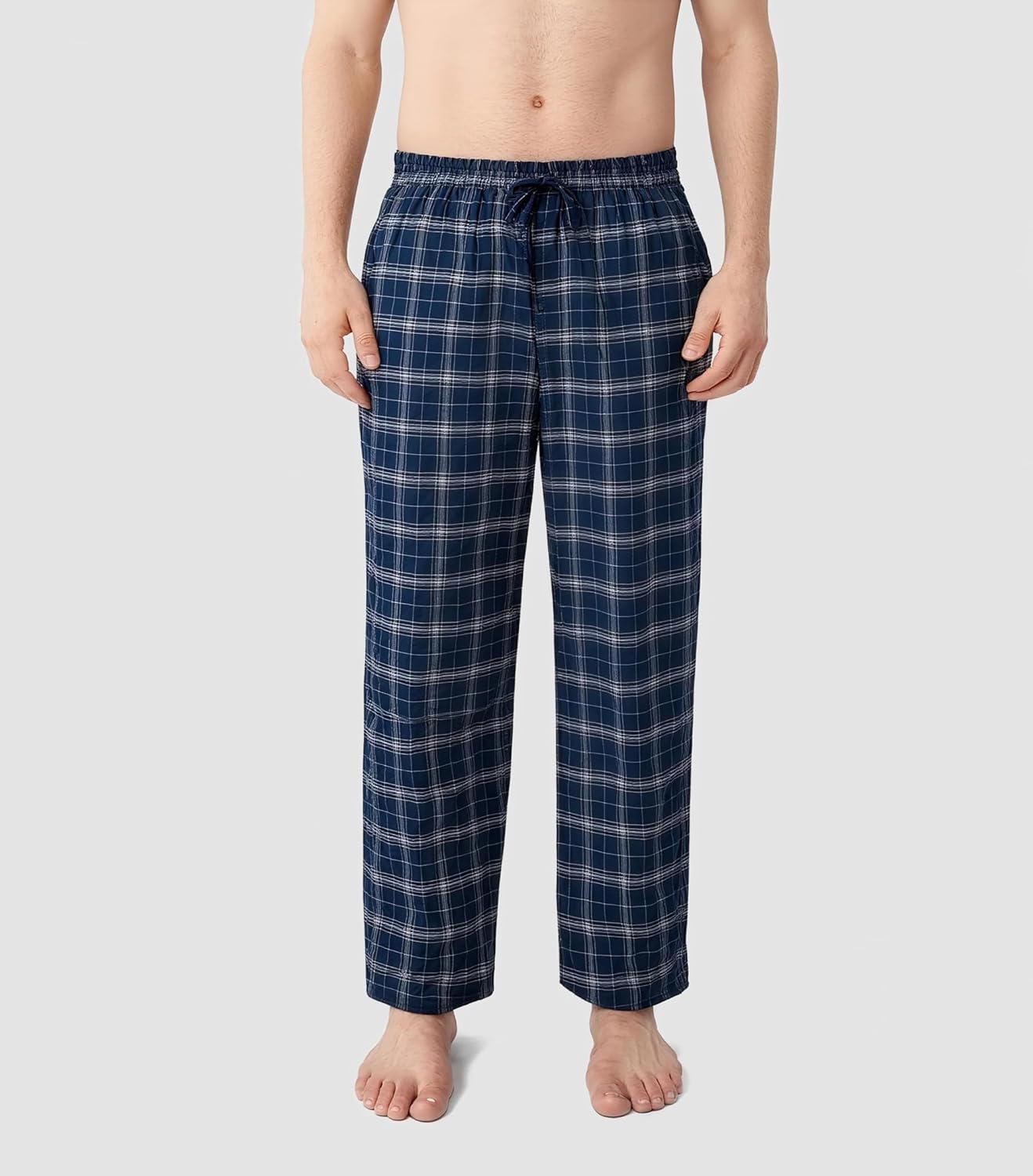 DAVID ARCHY Men's Flannel Pajama Pants, Soft & Cozy Cotton Pajama Pants, Lightweight Plaid Pants for Men with Pockets 2-Pack
