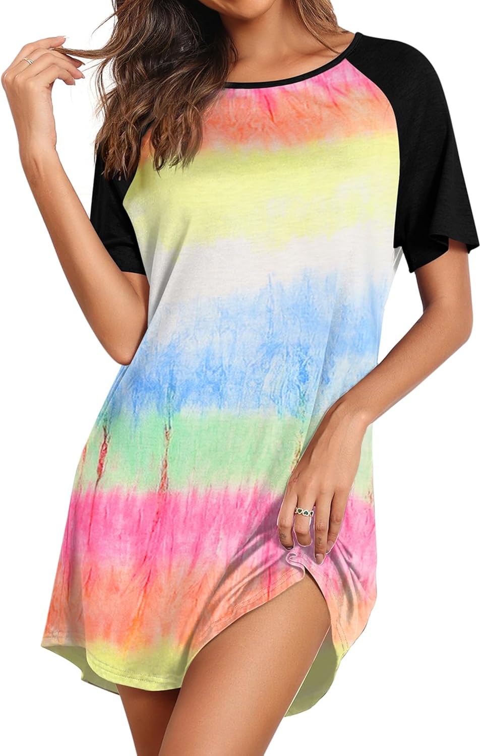 Ekouaer Sleep Shirts for Women Short Sleeve Night Shirts for Sleeping Pullover Nightgown Soft Nightdress S-XXXL