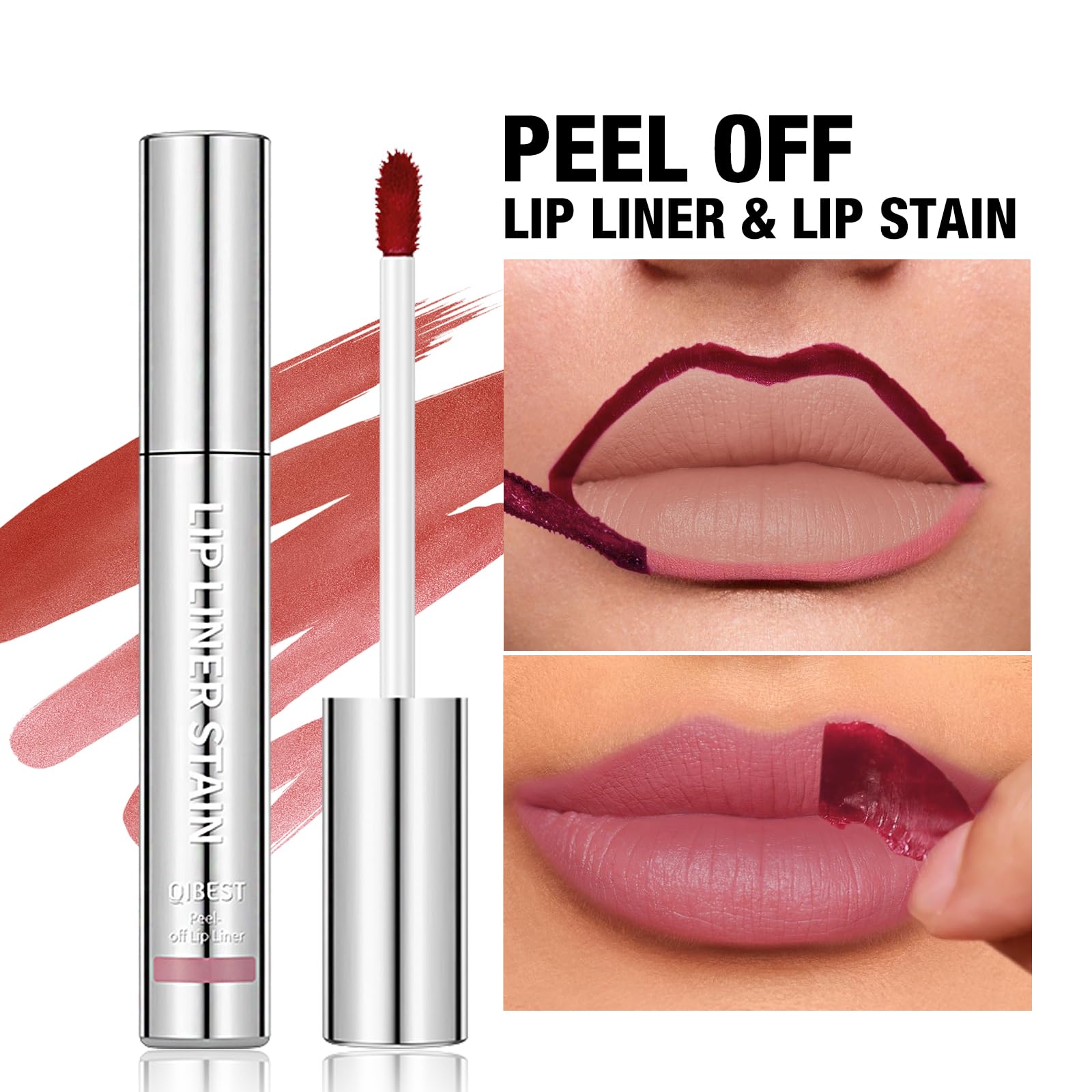 Jolilab Lip Stain Peel Off, Waterproof & Long Lasting, Highly Pigmented for All Skin Types（4Pcs Set）