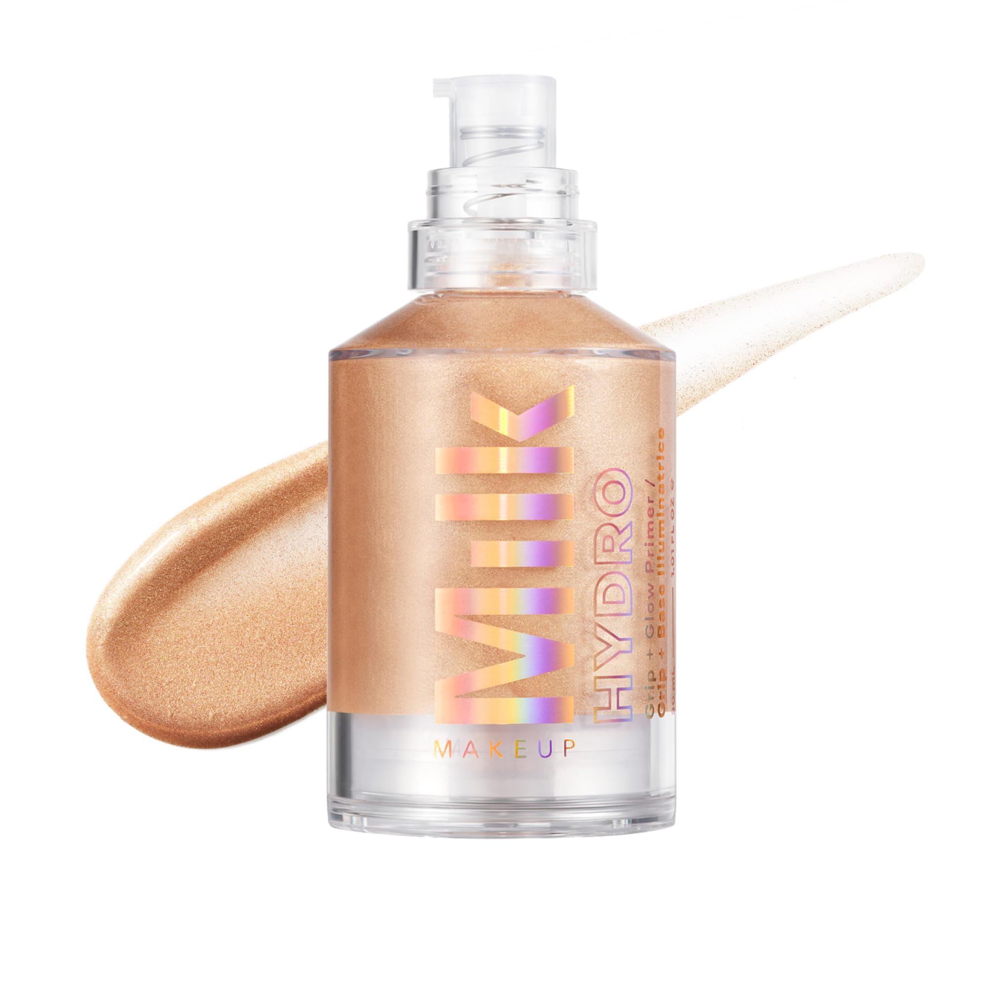 Milk Makeup Hydro Grip + Glow Primer with Hyaluronic Acid – Illuminating Face Primer Grips Makeup for Up to 12 Hours – Silicone-Free, Hydrating Formula with Radiant, Golden Finish – 1 oz