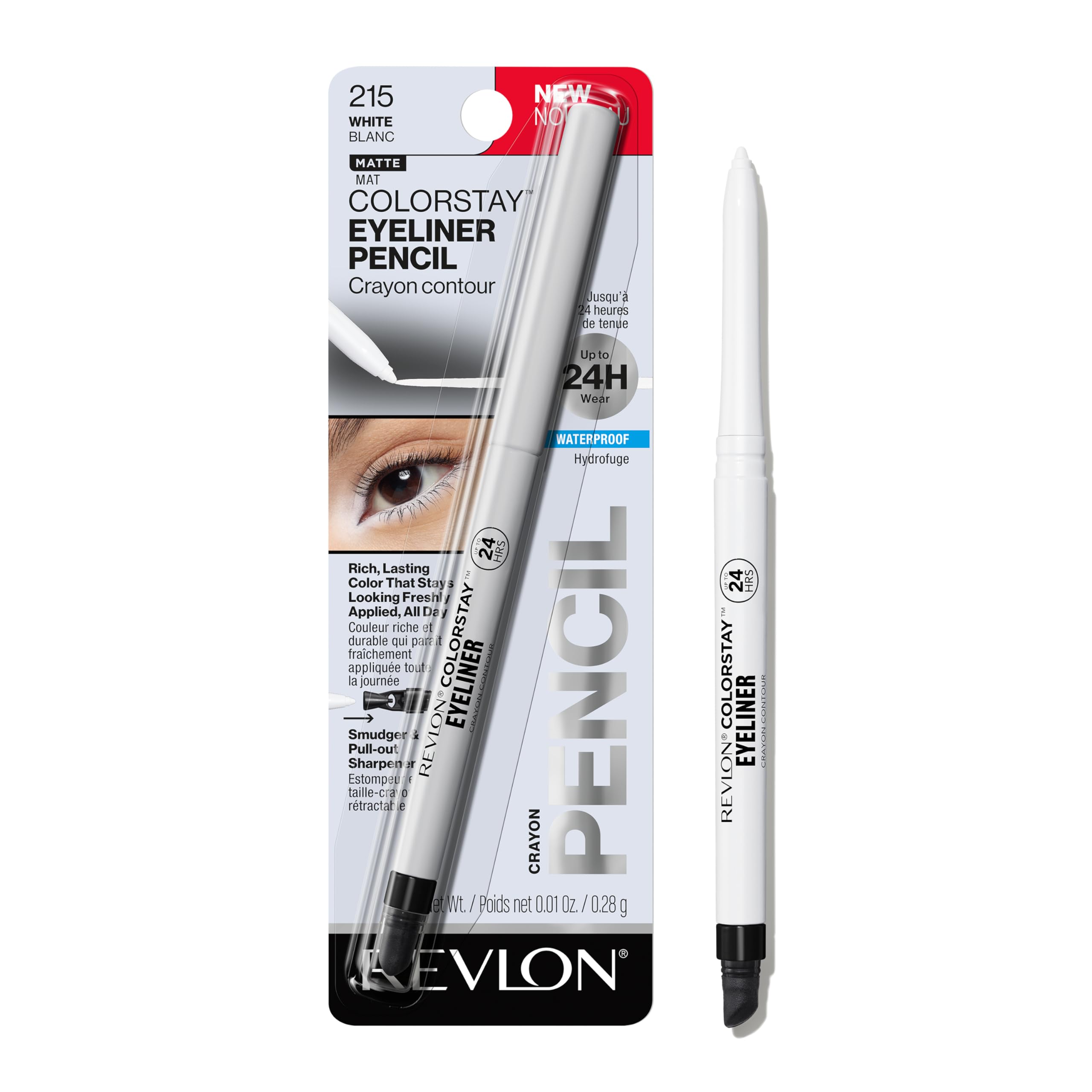 Revlon ColorStay Pencil Waterproof Eyeliner, Smudge-Proof, Eye Makeup with Built-In Sharpener, 202 Black Brown, 0.01 oz