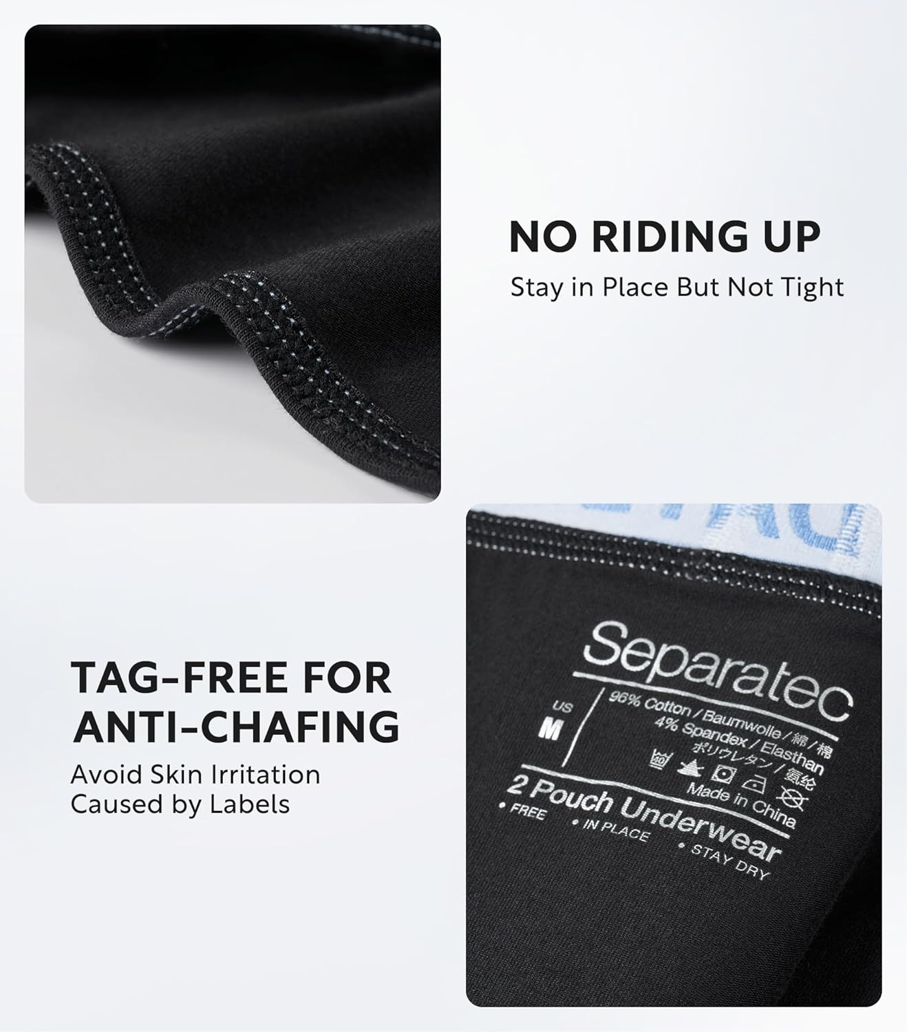 Separatec Cotton Dual Pouch Men's Underwear Comfortable Soft Breathable Everyday Boxer Briefs for men 7 Pack