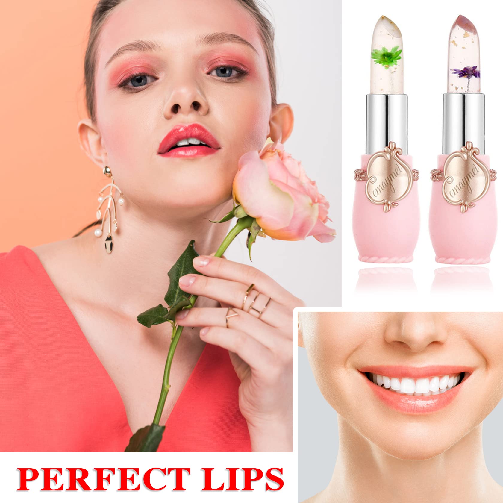 4 Pack Aloe Vera Lipstick,Long Wear Nourishing Lip stick,Waterproof Moisturizing Color Changing Lip Balm Lipstick,Lip Gloss,Magic Temp Color Change Matte Lip Gloss Makeup