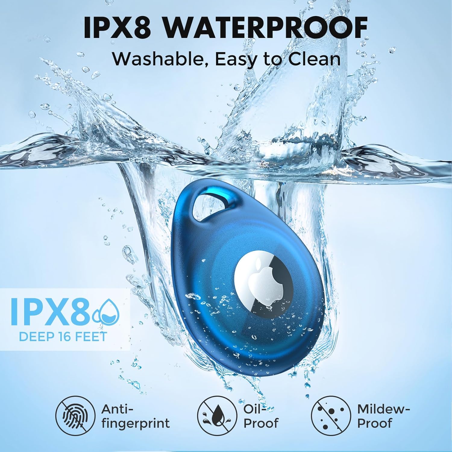 UNBREAKcable AirTag Holder, [4-Pack] IPX8 Waterproof AirTag Keyring Cover Case for Apple AirTag, Full-Body Covered AirTag Holder for Pet Collar, Keys, Bags