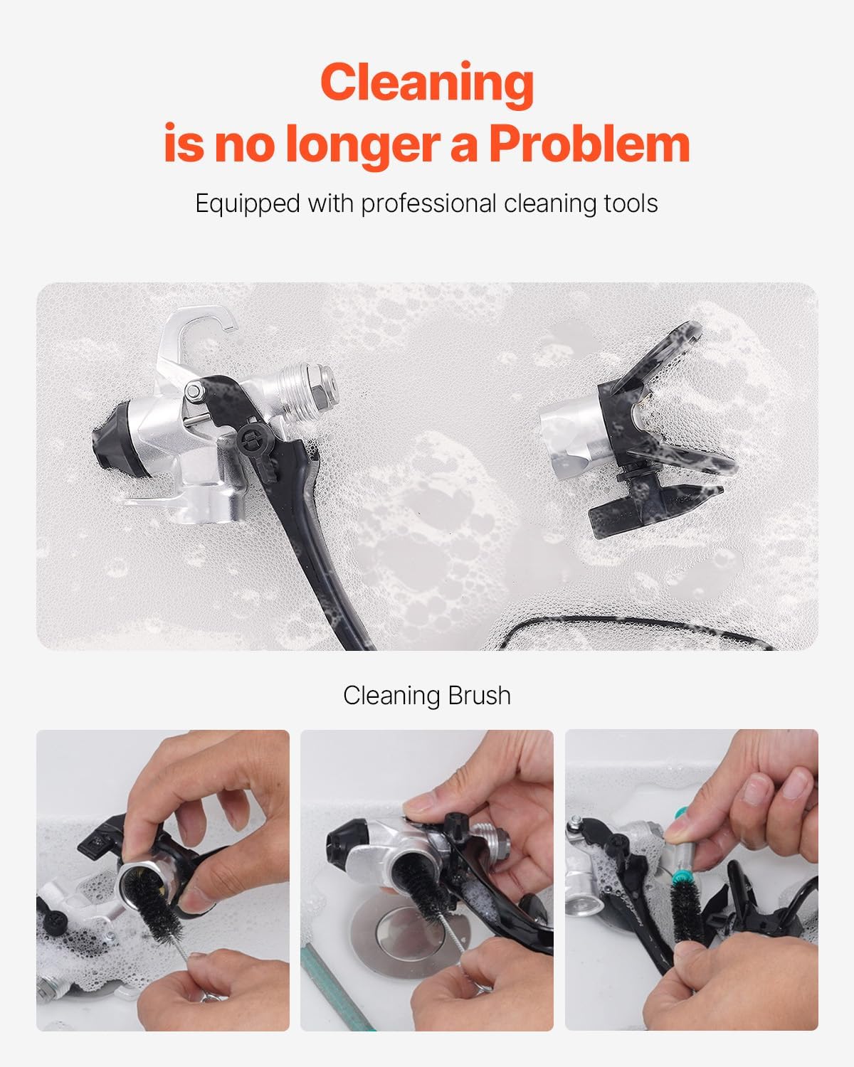 VEVOR 750W Stand Airless Paint Sprayer, 3000PSI High Efficiency Electric Airless Sprayer, Fine and Even Painting Effect, Handheld Paint Sprayers for Home Interior and Exterior Furniture and Fences