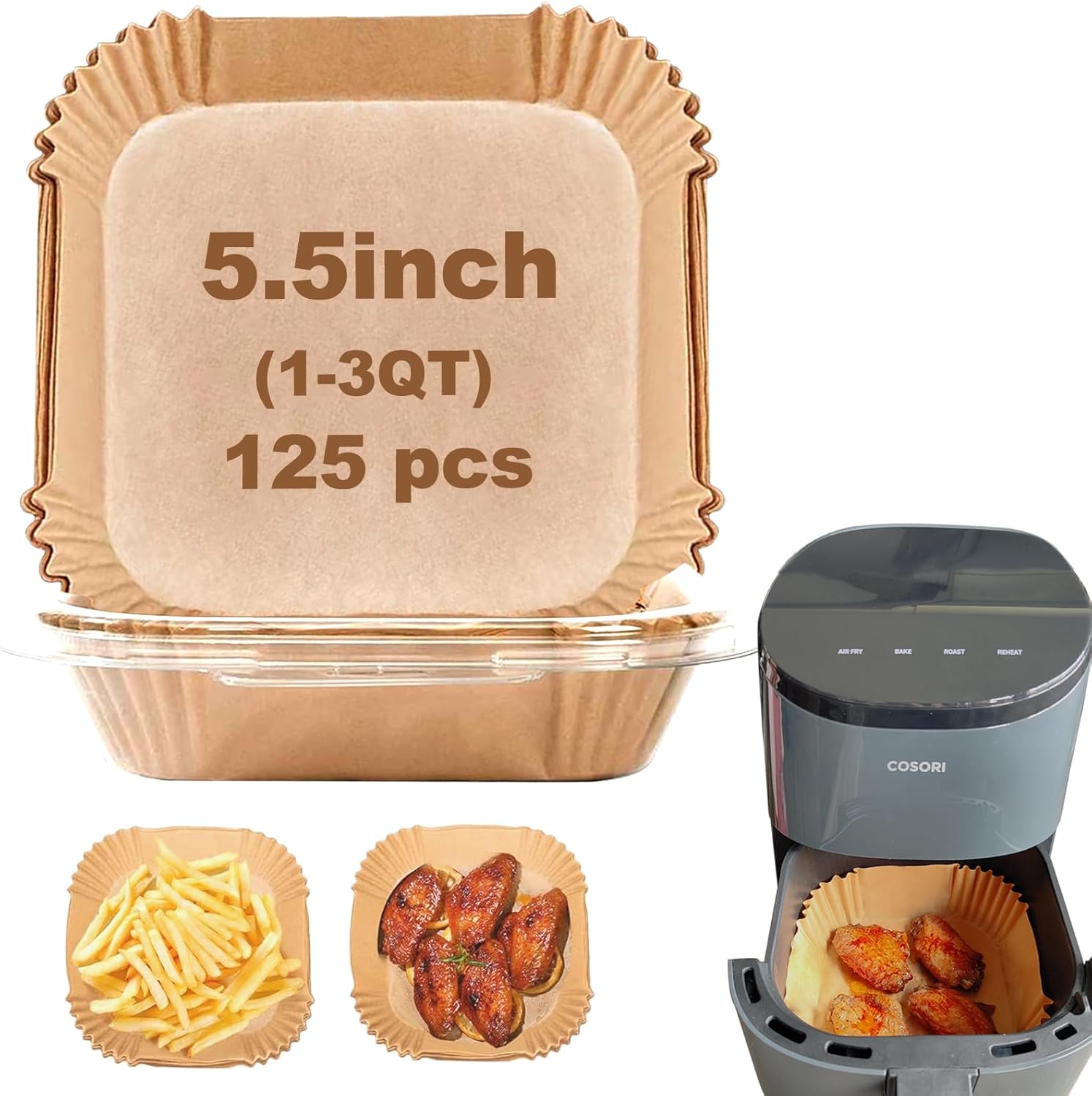 Rectangle Air Fryer Liners for 6 Quart Dual Basket, Ninja double Dual Liners Disposable, 200Pcs Rectangular Parchment Paper Liner for COSORI 9Qt Double Air Fryer with 2 Baskets