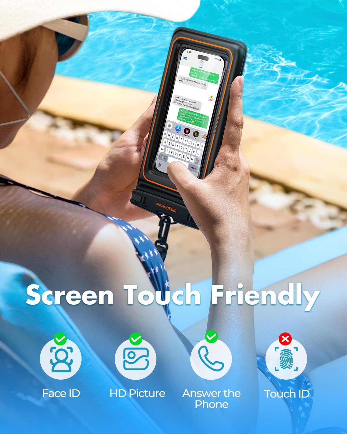 UNBREAKcable Floating Waterproof Phone Pouch 2 Pack, IPX8 Waterproof Phone Case Dry Bag Kayak/Beach/Cruise Travel Essentials, Water Proof Pouch for iPhone 17 16 15 Pro Max, Samsung S25 Ultra S24-7"