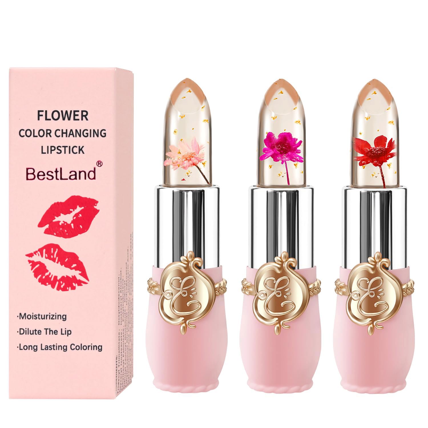 6 Pcs/Set Flower Jelly Lipstick Set Temperature Change Moisturizer Long Lasting Nutritious Balm Magic Color Change Lip Gloss