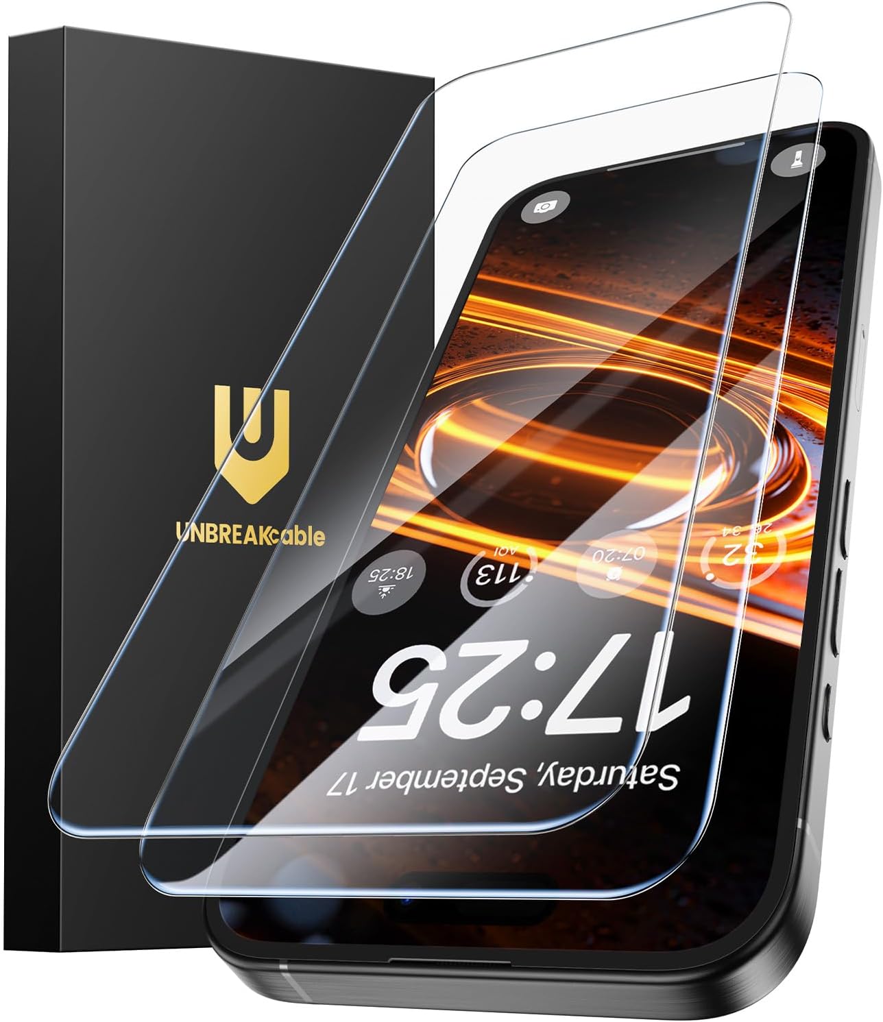 UNBREAKcable Anti-Glare Screen Protector for iPhone 16 Pro Max [2-Pack], 9H Hardness Tempered Glass, Anti-fingerprint, Enhanced Clarity, Anti-Blue Light, Easy to Install, Polishing Cloth Included