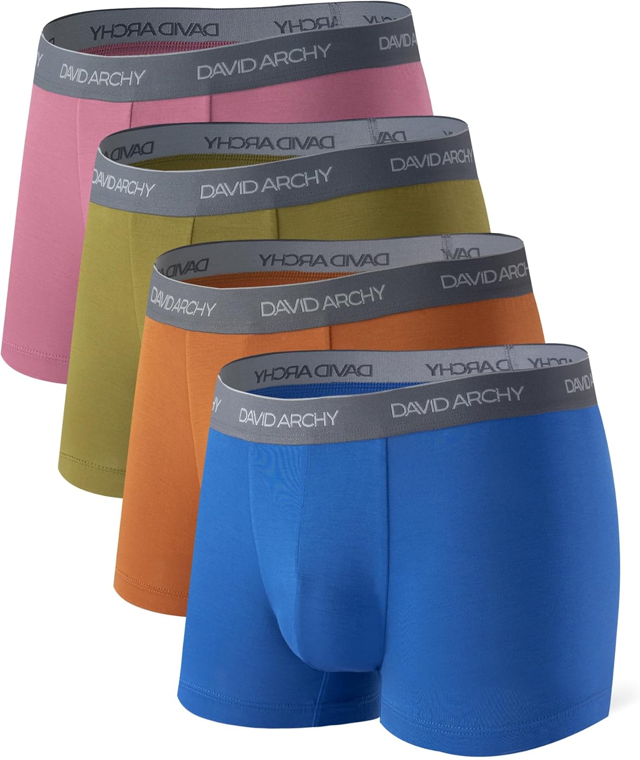 DAVID ARCHY Mens Trunks Underwear Soft Breathable Rayon Made from Bamboo Trunk No Fly Pouch