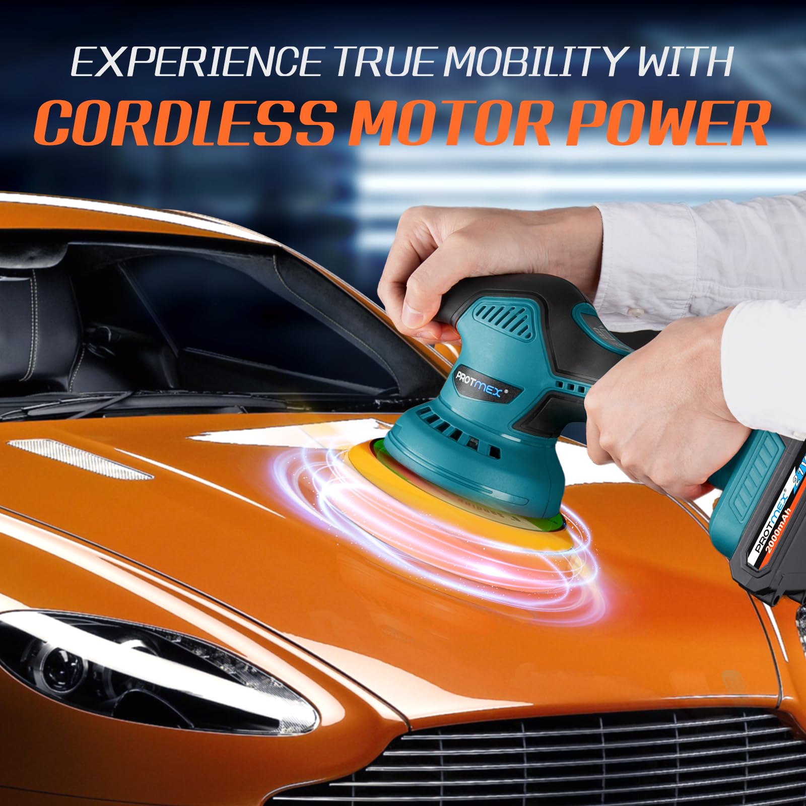 Cordless Car Buffer Polisher w/ 2x2000mAh 21V Batteries, 6 Inch Car buffer Waxer Kit, Car Polishing Machine w/ Extra 18 PCS Attachments & 6 Variable Speed, Car Buffer Polisher for Car Detailing