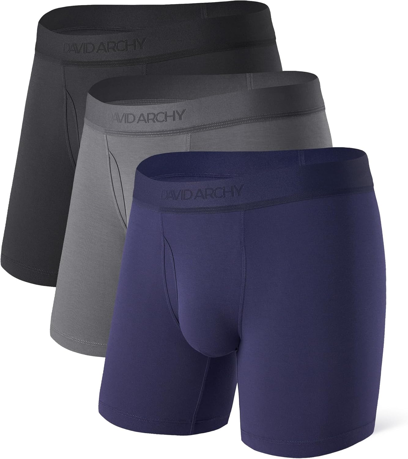 DAVID ARCHY Men's Underwear Ultra Soft Modal Support Pouch Trunks Moisture Wicking Boxer Briefs for Men Multipack