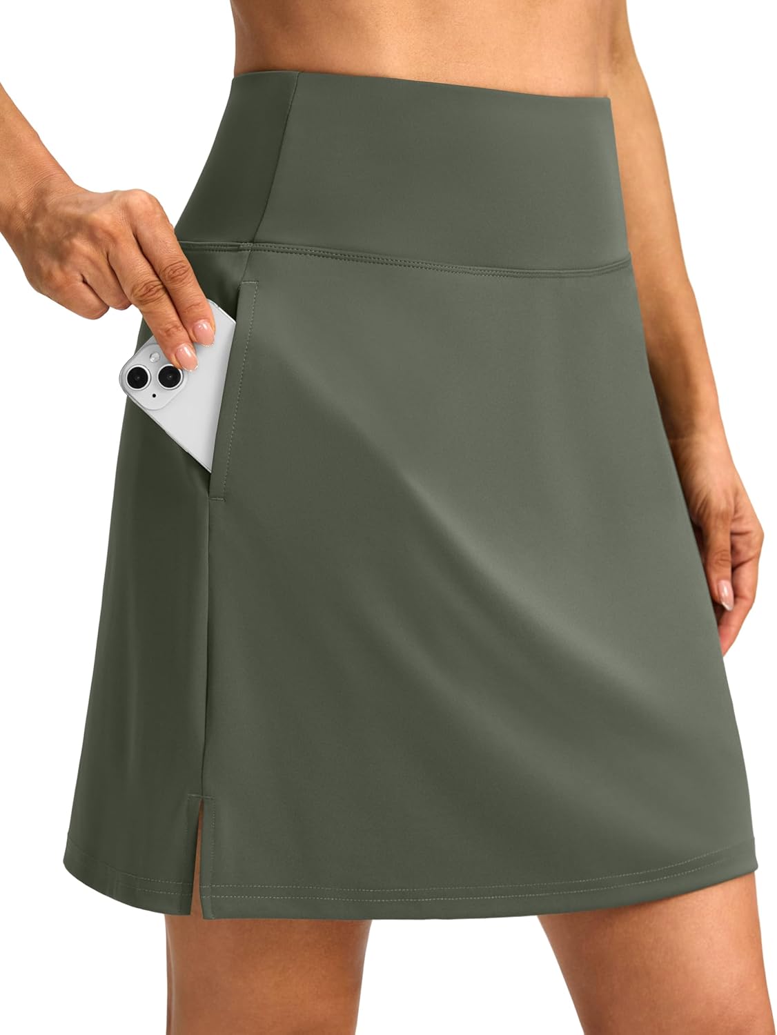 SANTINY 18" Skorts for Women 3 Pockets High Waist Long Athletic Tennis Skirt Golf Skort for Casual Summer Travel