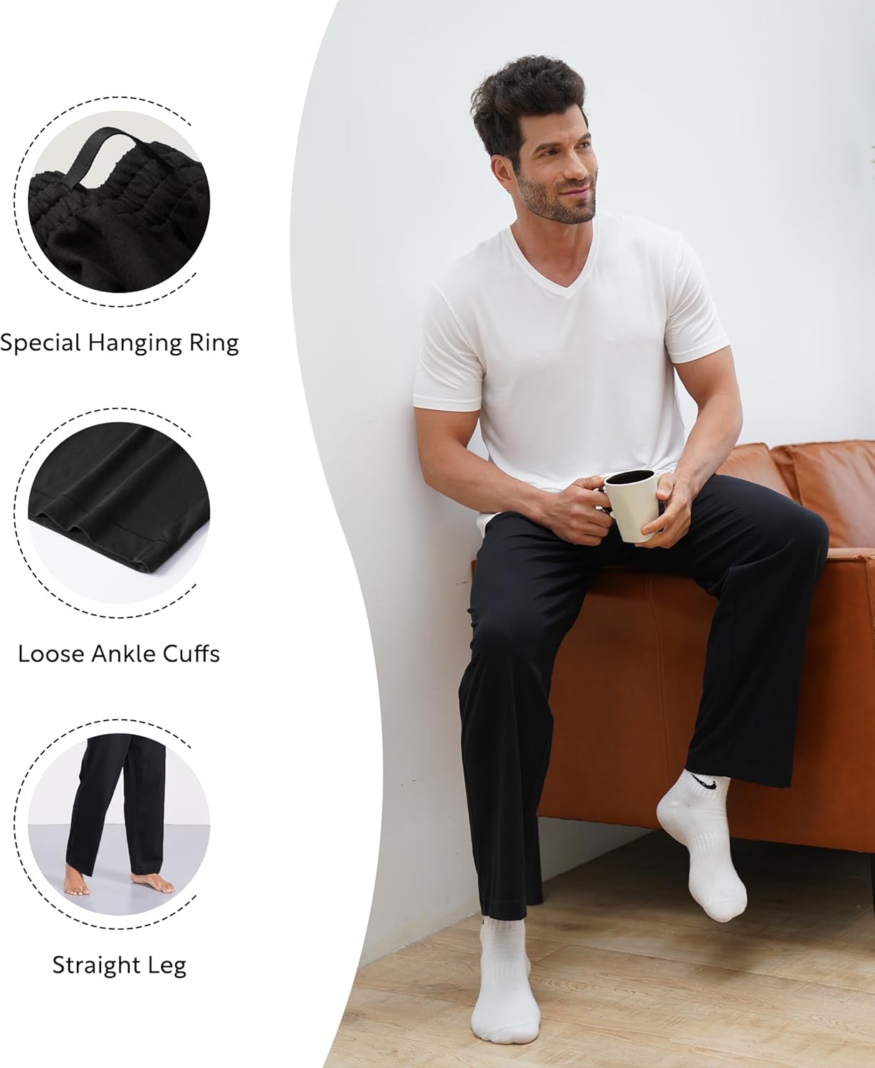 DAVID ARCHY Men's Pajama Pants Cotton Comfy Sleep Bottoms, Lightweight Lounge Pants with Pockets Soft Sleepwear PJs, 2 Pack