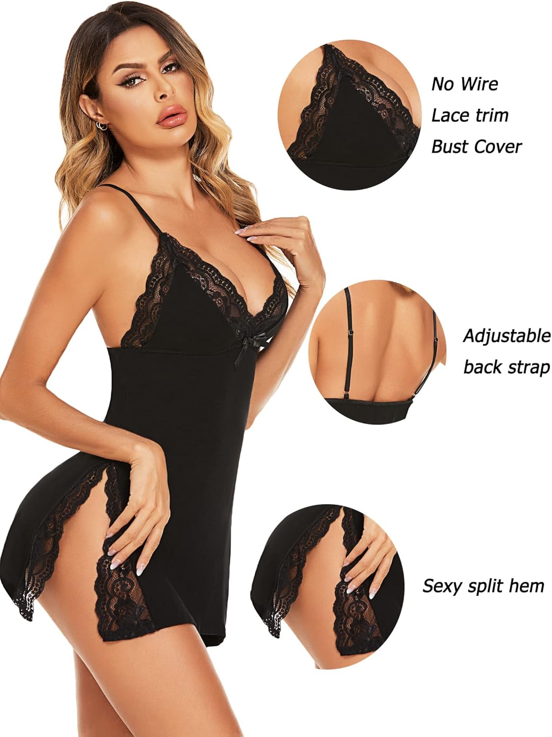 Avidlove Women's Lingerie Sexy Nightwear Spaghetti Strap Nightgown Babydoll Chemise