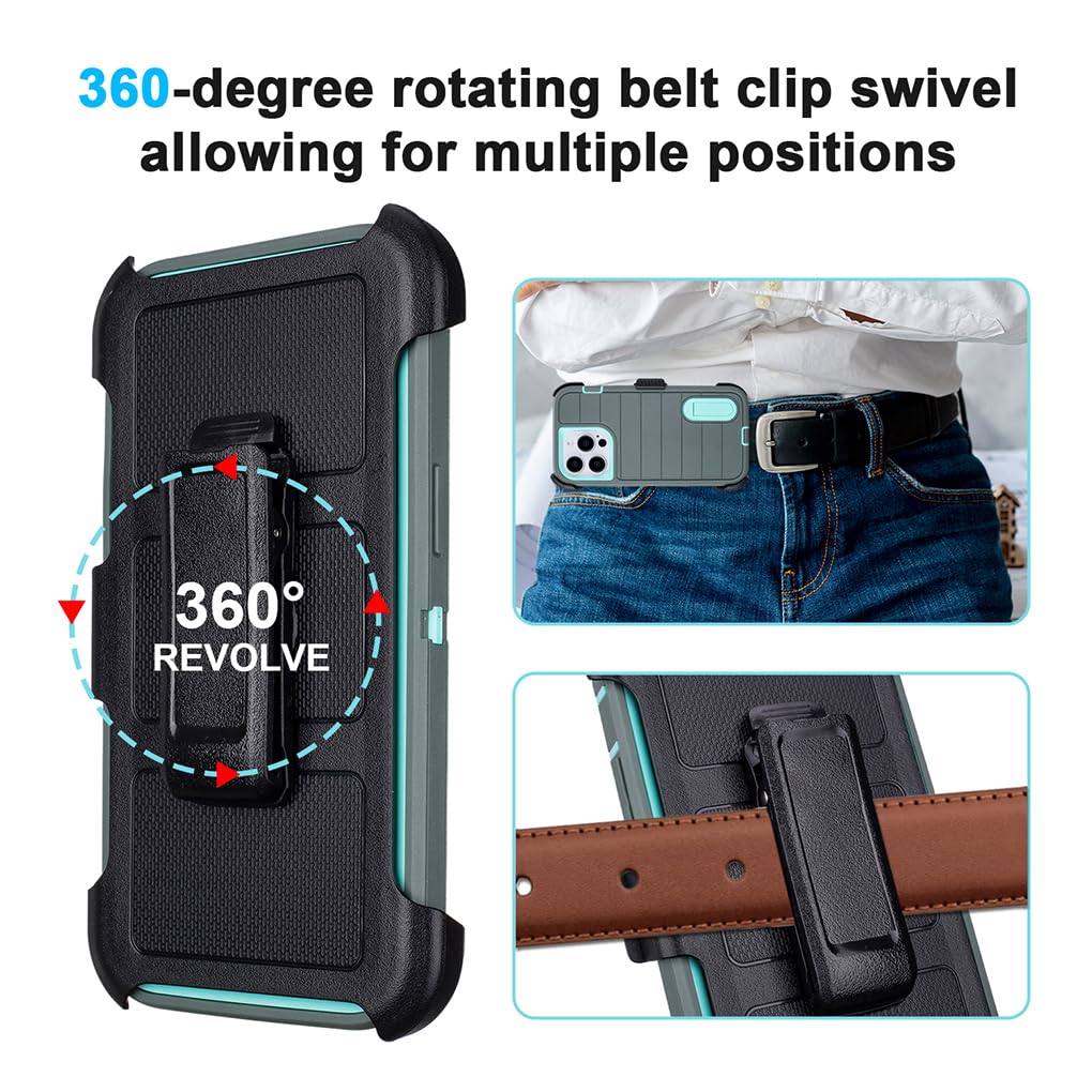 for Phone Case iPhone 13 Pro Max Case Black with Belt Clip Heavy Duty Holster for Shockproof Cases,3 Layers of Sturdy,Military Grade Defender Cover for iPhone 13 Pro Max Cases Black 6.7 Inch