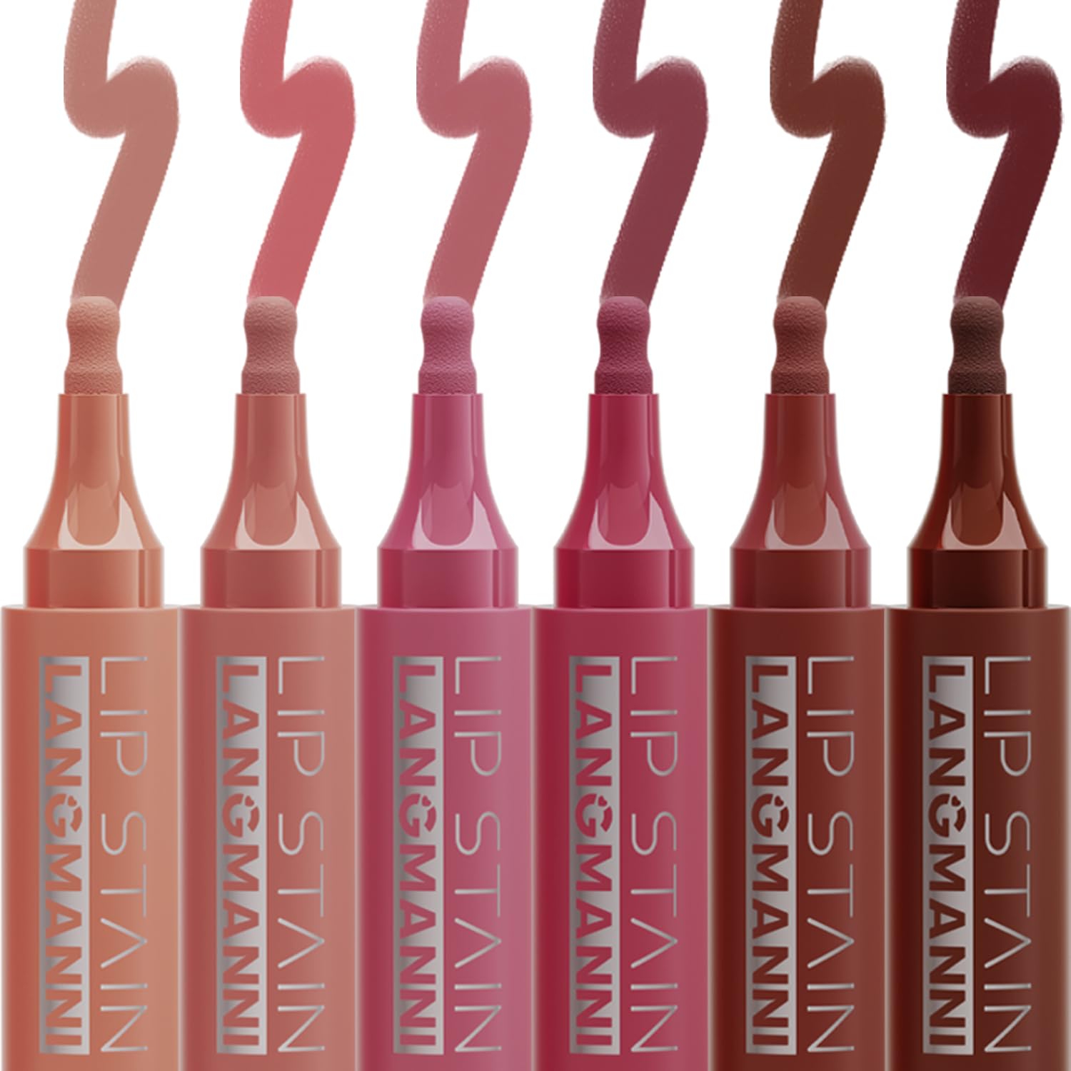 Jolilab 4 Colors Lip Stain Set:Marker Matte Liquid Lip Stain Pen,Highly Pigmented,Long-Lasting,Lip Liner Lip Contour Multi-Use.(#01+02+03+04)