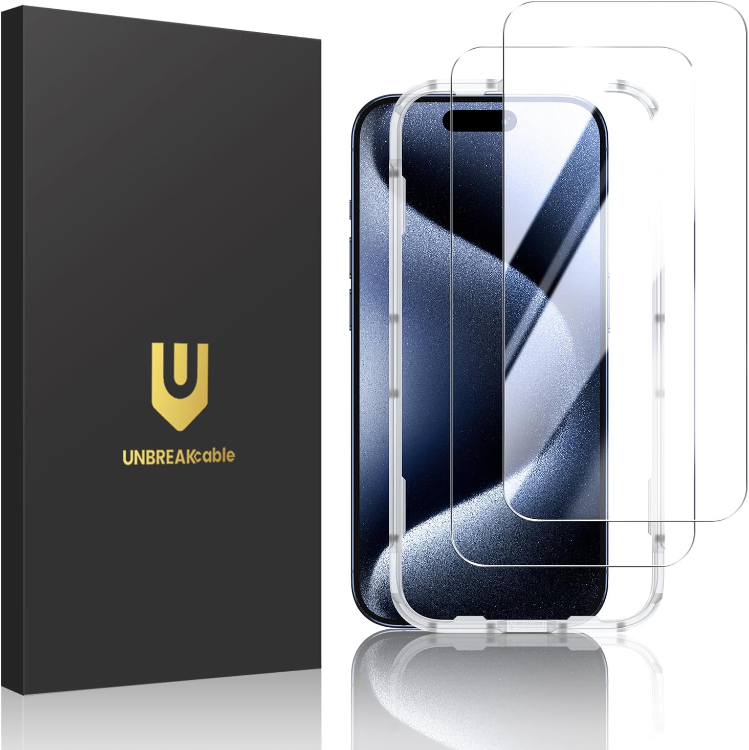 UNBREAKcable 2-Pack Screen Protector for iPhone 14/13/13 Pro Double Shatterproof Tempered Glass [Easy Installation Frame] [9H Hardness] [99.99% HD] [Bubble Free] for Apple 13 Pro/13/14 6.1 inch