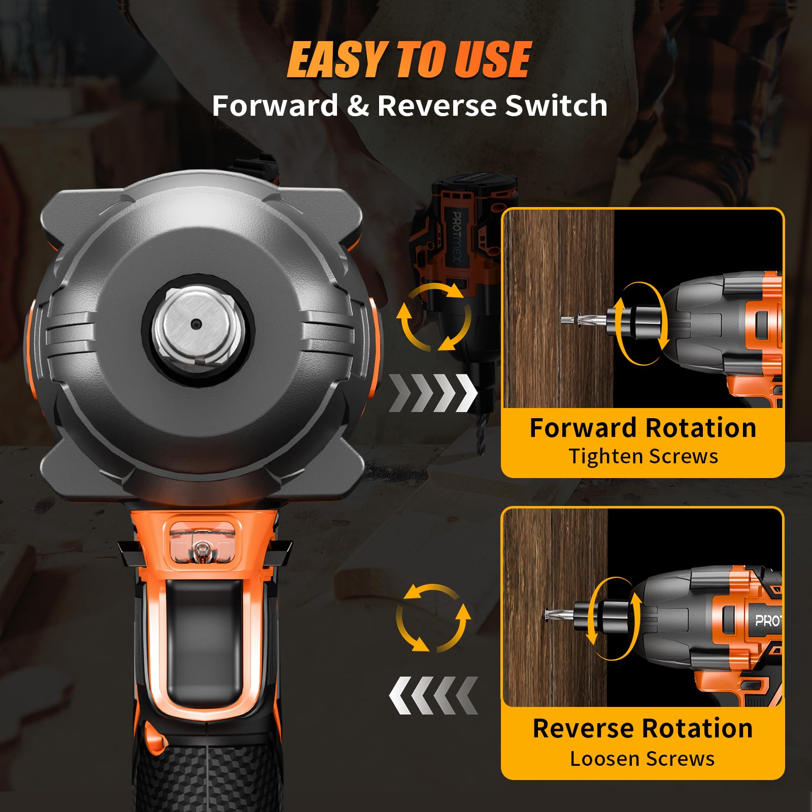 Cordless Impact Wrench, 900Ft-lbs (1200N.m) 1/2" Brushless Impact Gun, 21V High Torque Power Impact Driver, 2x4.0Ah Batteries Electric Impact Motor Variable Speeds for Family Car/Pickup Truck/Mower