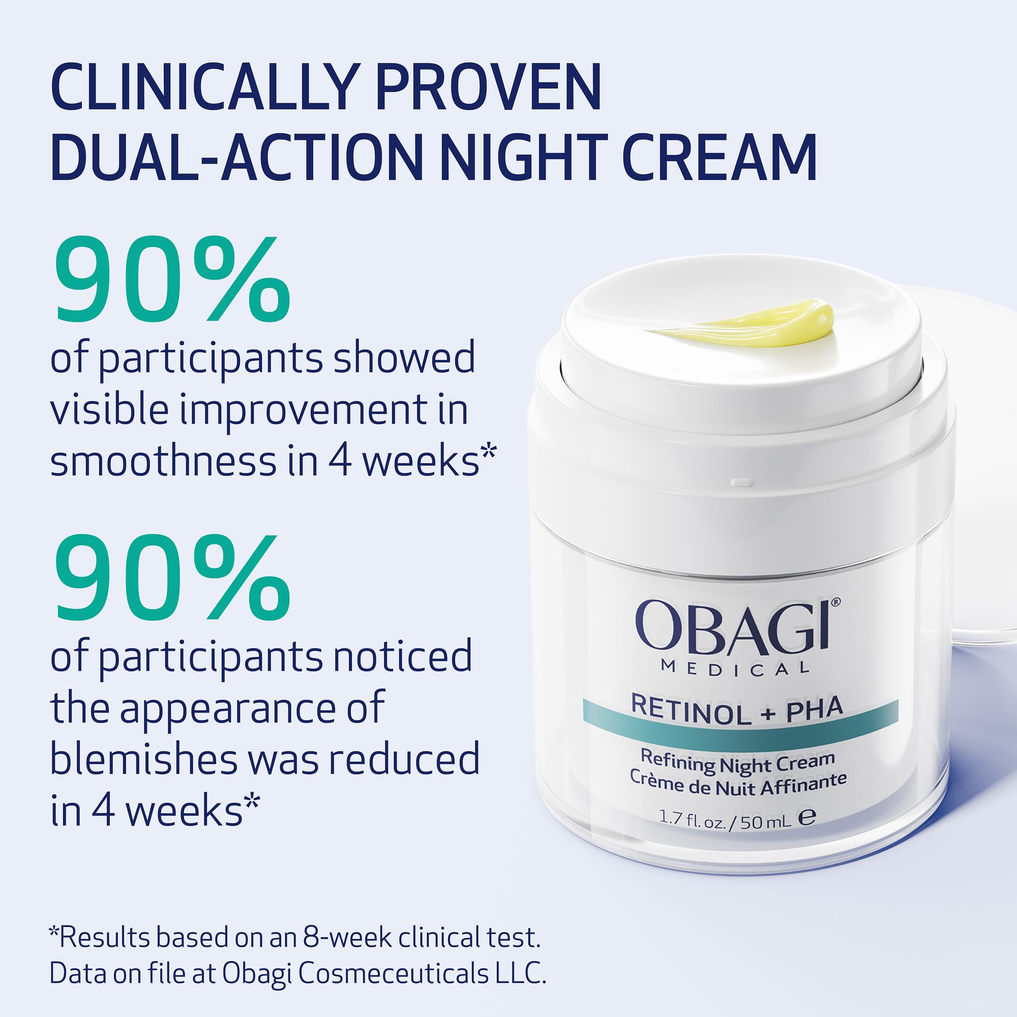Obagi Medical Retinol + PHA Refining Night Cream - Clinically Proven, Dual-Action, Overnight Anti-Aging Face Cream for Smoother, Renewed Skin & a More Even-Looking Complexion - 1.7 Oz