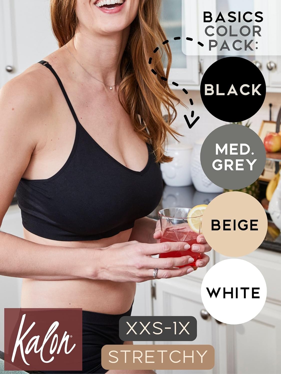 Kalon Women’s 4 Pack Racerback Sports Bralette Seamless Wireless Comfort Bra