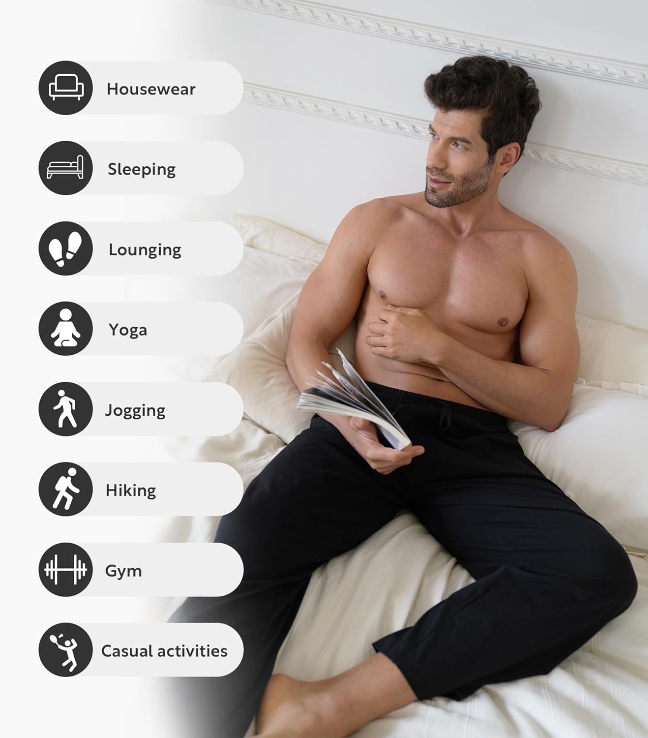 DAVID ARCHY Men's Pajama Pants Cotton Comfy Sleep Bottoms, Lightweight Lounge Pants with Pockets Soft Sleepwear PJs, 2 Pack