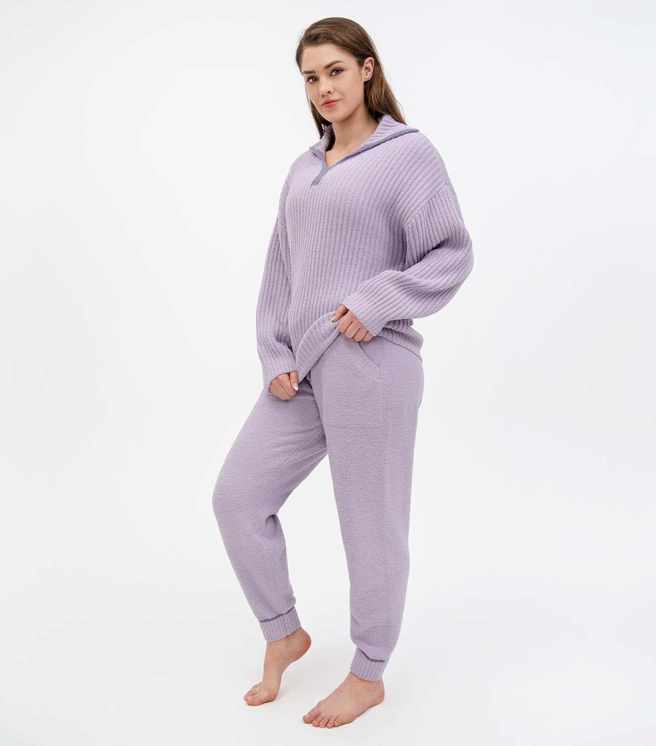 DAVID ARCHY Fleece Pajamas Women Warm Winter Fuzzy Cozy Pjs Sets Soft Comfy Long Sleeve Tops and Pants Sleepwear Loungewear