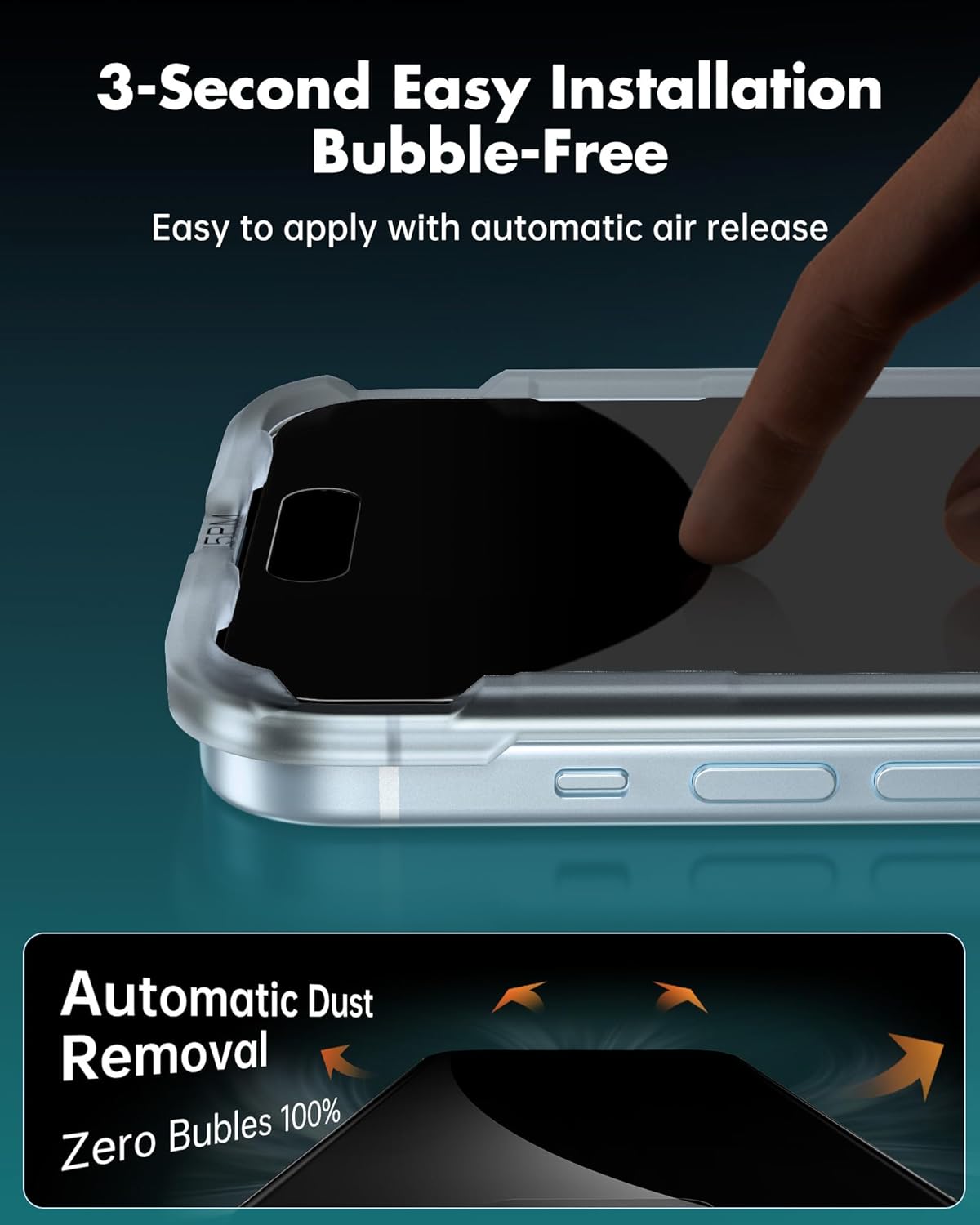 UNBREAKcable 4PCS Screen Protector for iPhone 15-2 Privacy Tempered Glass+2 Clear Glass Double Shatterproof [Easy Installation Frame] [9H Hardness] [Case Friendly] Anti-Scratch for iPhone 6.1 inch