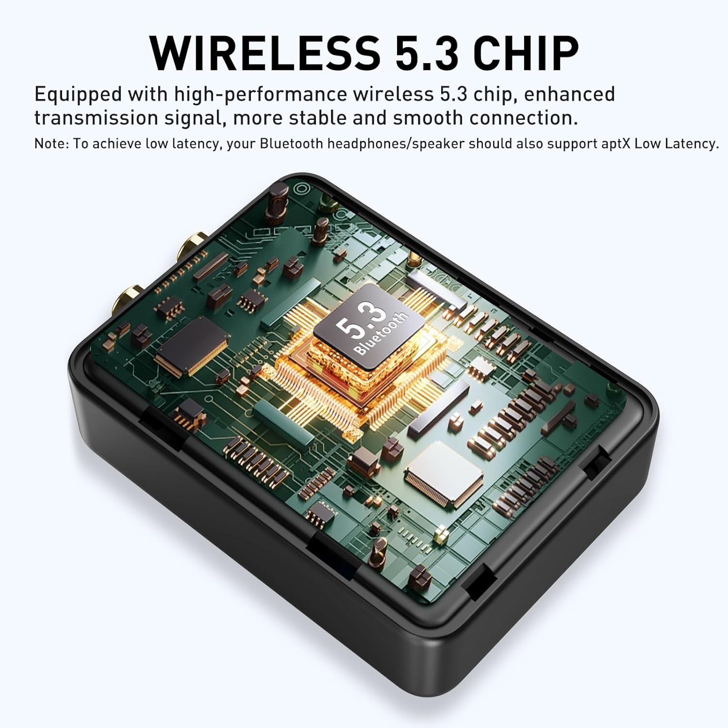 1Mii RCA Bluetooth 5.3 Adapter for TV, 3.5mm AUX Bluetooth Transmitter Receiver for 2 AirPods or Headphones, Home Stereo, Speakers, Projector, Treadmills, PC, with Volume Control, aptX Low Latency