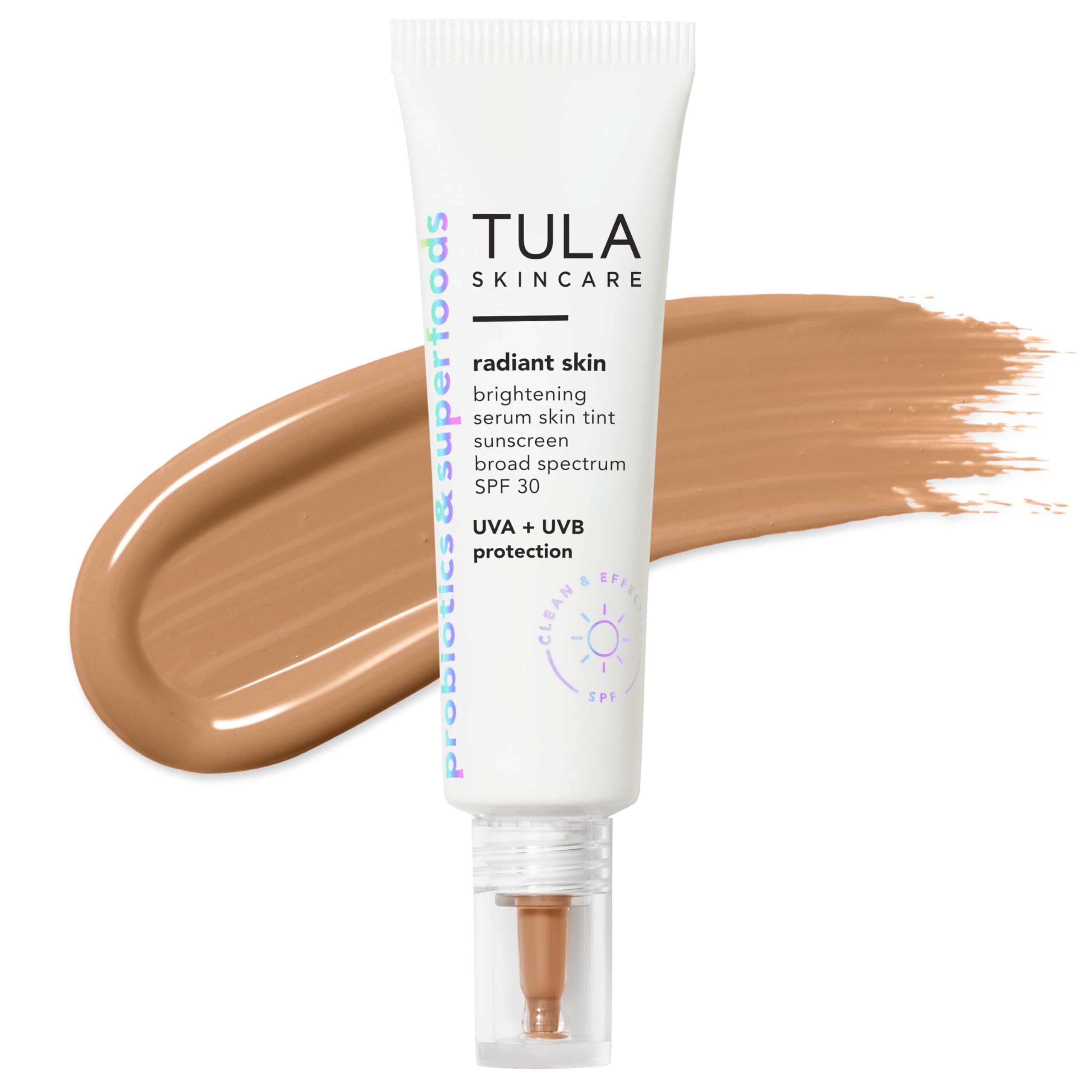 TULA Skin Care Radiant Skin Brightening Serum Skin Tint SPF | Facial Sunscreen Provides Broad Spectrum SPF 30 Protection, Tinted, Serum-Light Formula Brightens and Evens Skin | 1.0 fl. oz.
