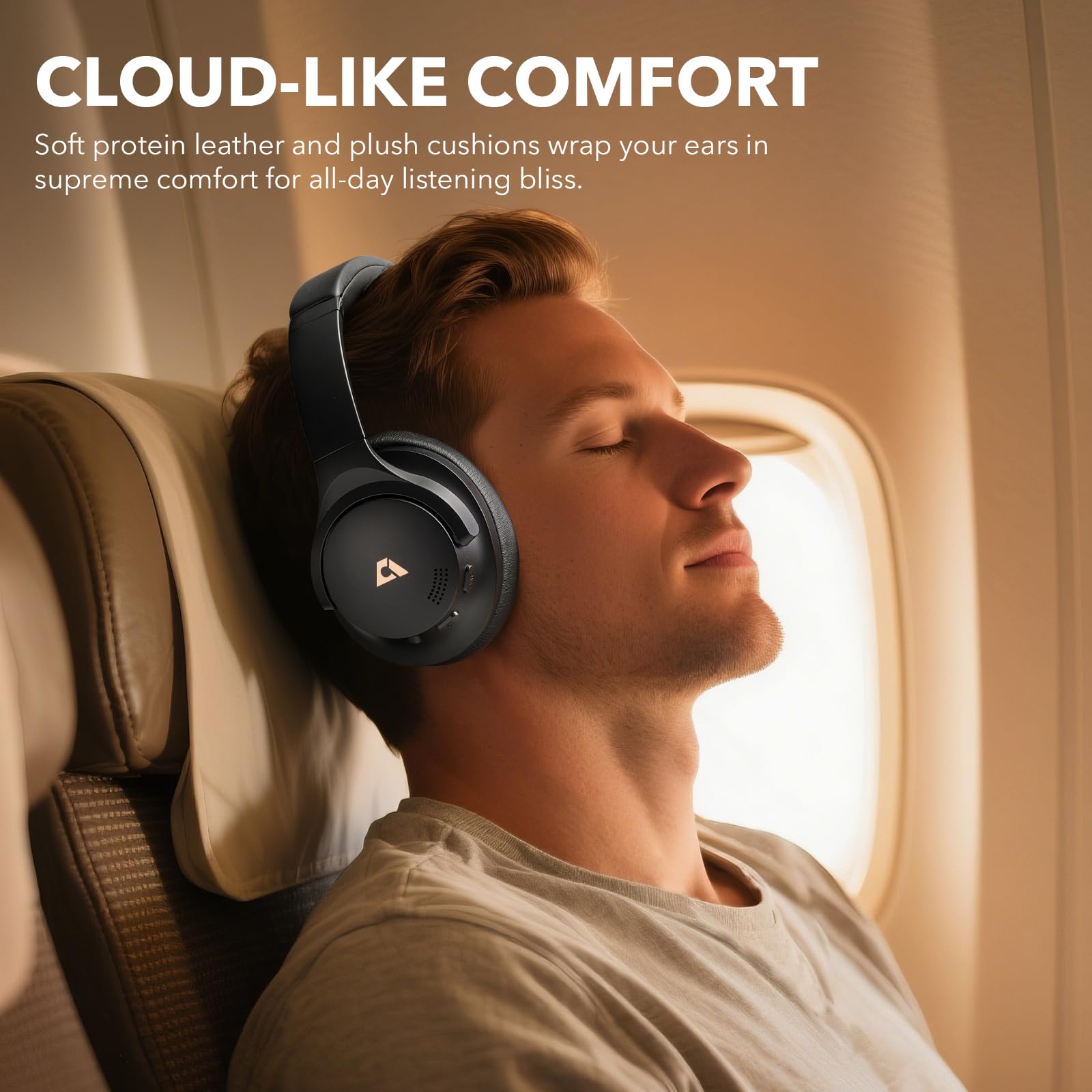 1Mii Y8+ Noise Cancelling Headphones Bluetooth, Wireless LDAC Hi-Res Audio, Custom EQ via App, 75H Playtime, Comfort Fit, Over Ear Headphones Foldable for Airplane Travel Home Office Black