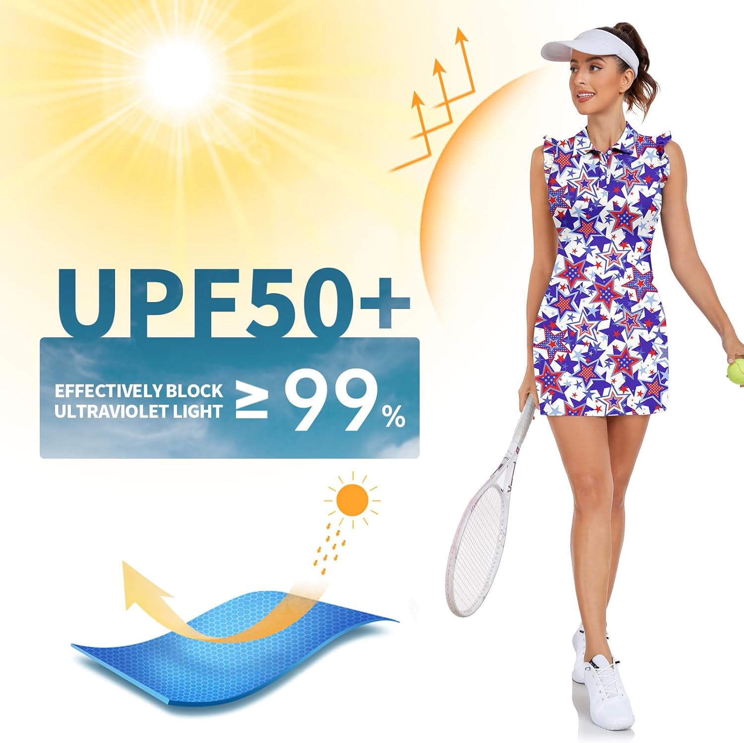 WOWENY Tennis Dress Polo Buttons Golf Dresses with Built in Shorts and Pockets Ruffle Sleeveless Athletic Workout Dress