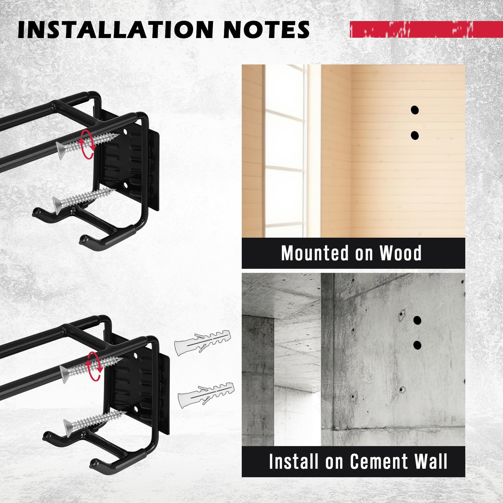 SEDY 6-Piece Heavy Duty Garage Storage Hooks, Wall Mount J Utility Hooks Holds 88 LB, Large Metal Utility, Garage Storage Ladders for Bikes, Garden Tools