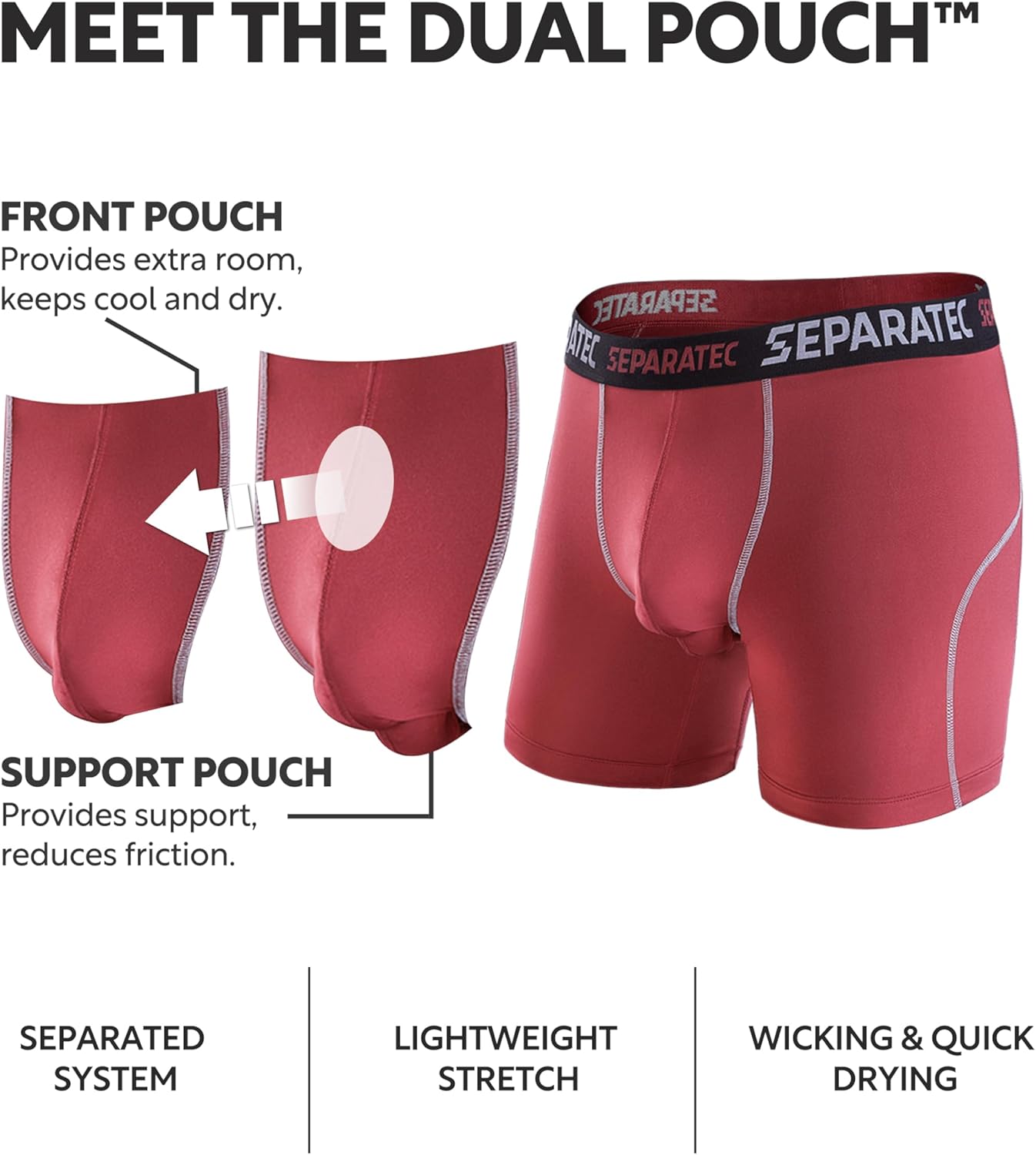 Separatec Mens Underwear with Pouch for balls Anti Chafing Underwear Men Athletic Sport Performance Long Boxer Briefs 3 Pack