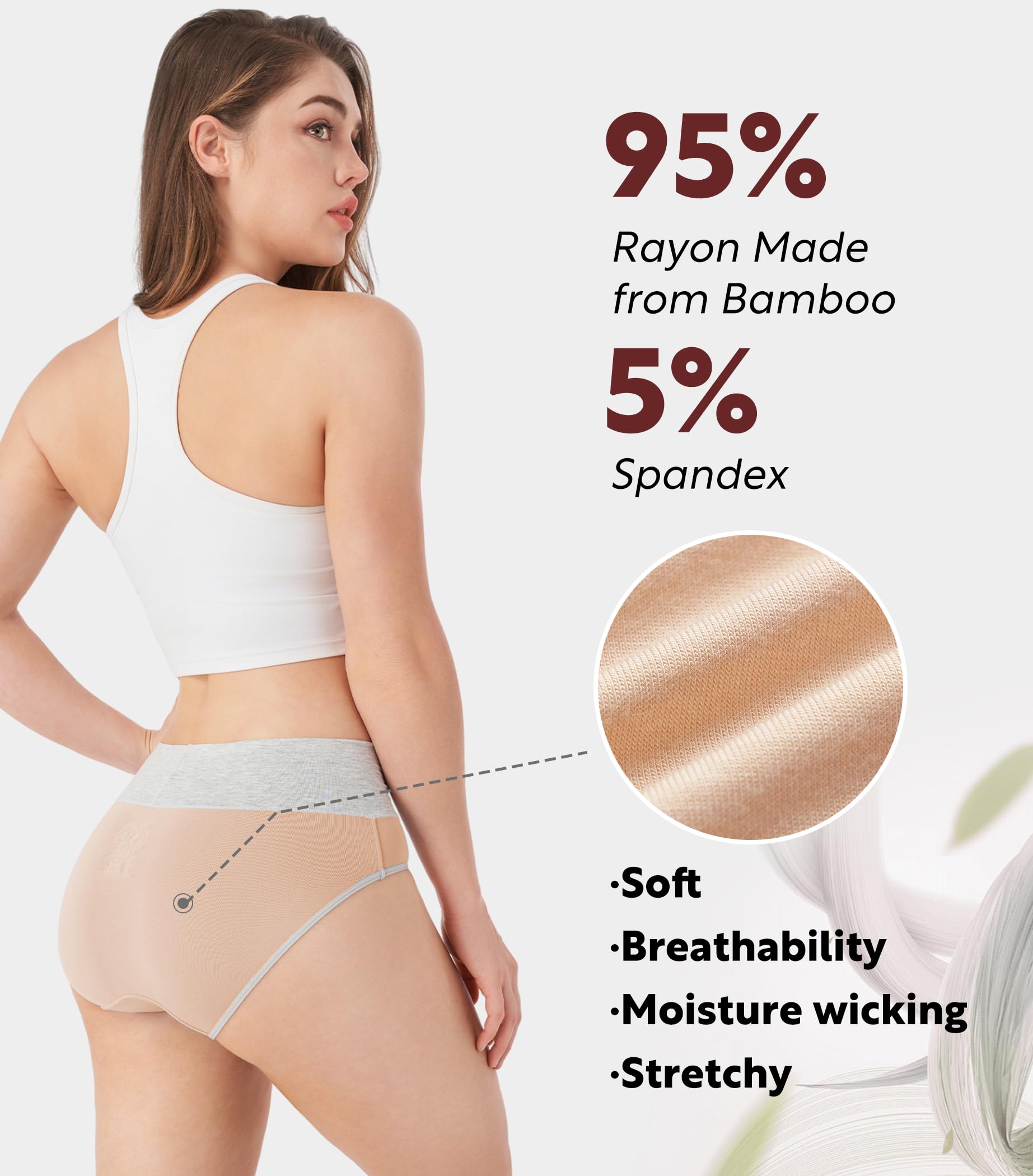 DAVID ARCHY Womens Underwear, Bamboo Rayon Women's Briefs - Moisture Wicking Panties, Soft & Breathable, 4 Pack