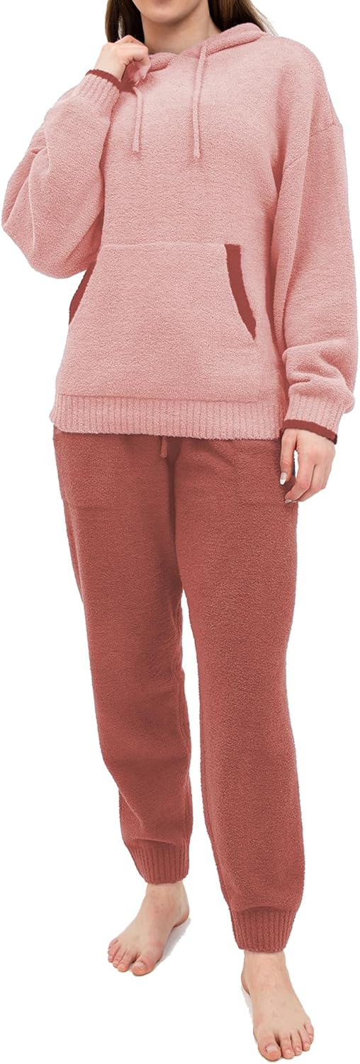 DAVID ARCHY Fleece Pajamas Women Warm Winter Fuzzy Cozy Pjs Sets Soft Comfy Long Sleeve Tops and Pants Sleepwear Loungewear