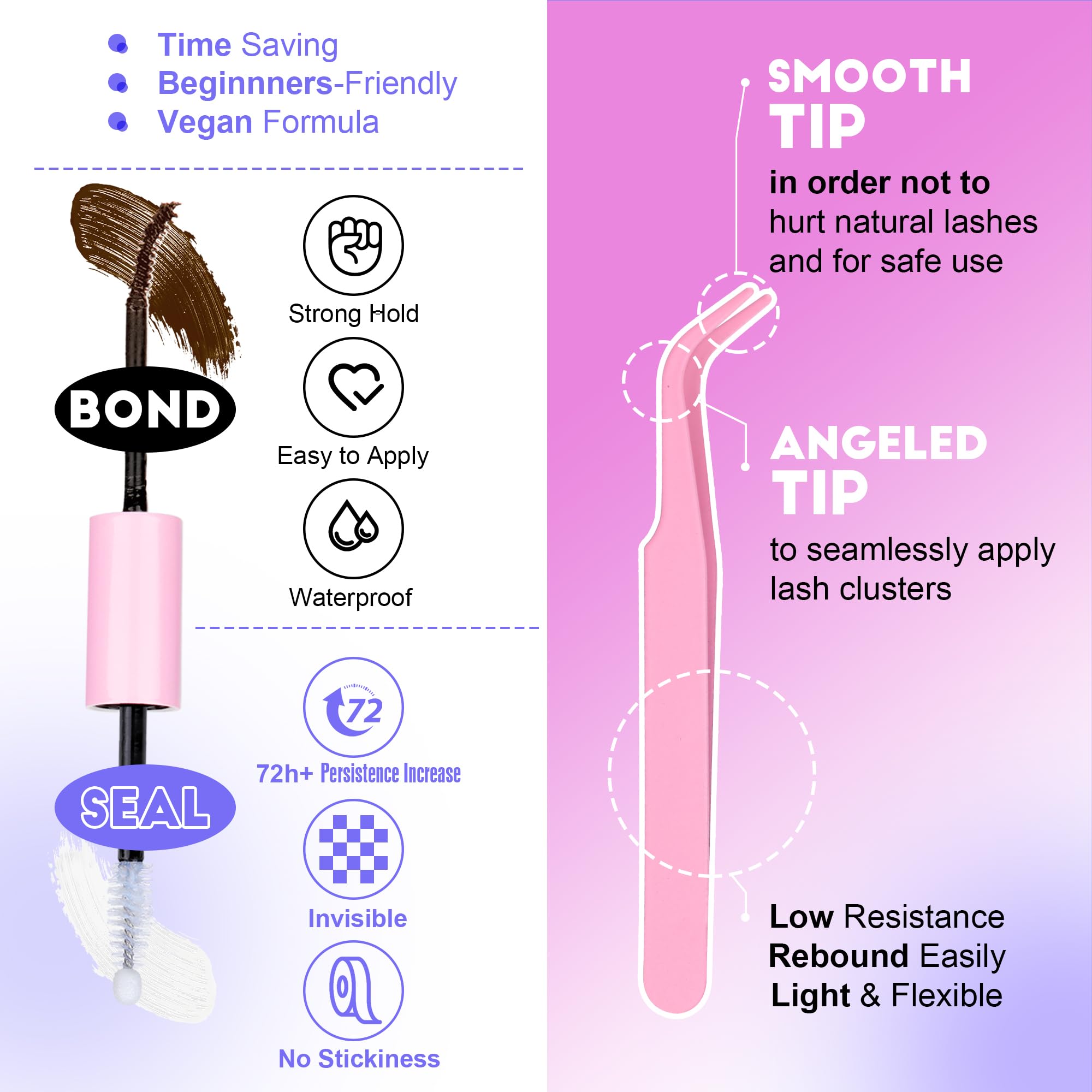 Pawotence Lash Extension Kit DIY 280pcs Lash Clusters Eyelash Extension Kit, 9-16mm 30D 40D Individual Lashes Kit with Lash Bond and Seal, Lash Tweezers for Self Use (30D&40D, 0.07D, 9-16mm, Kit)