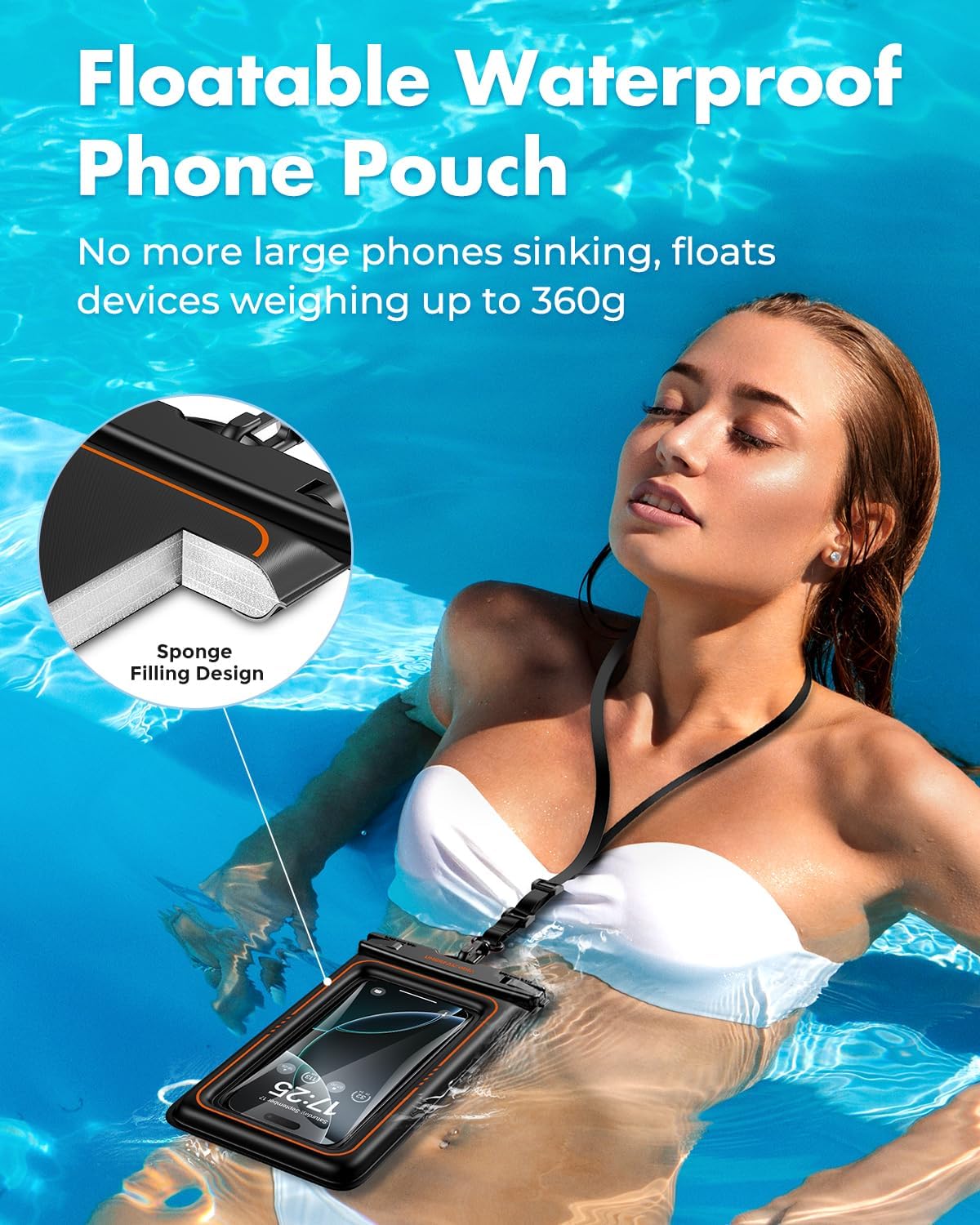 UNBREAKcable Floating Waterproof Phone Pouch 2 Pack, IPX8 Waterproof Phone Case Dry Bag Kayak/Beach/Cruise Travel Essentials, Water Proof Pouch for iPhone 17 16 15 Pro Max, Samsung S25 Ultra S24-7"