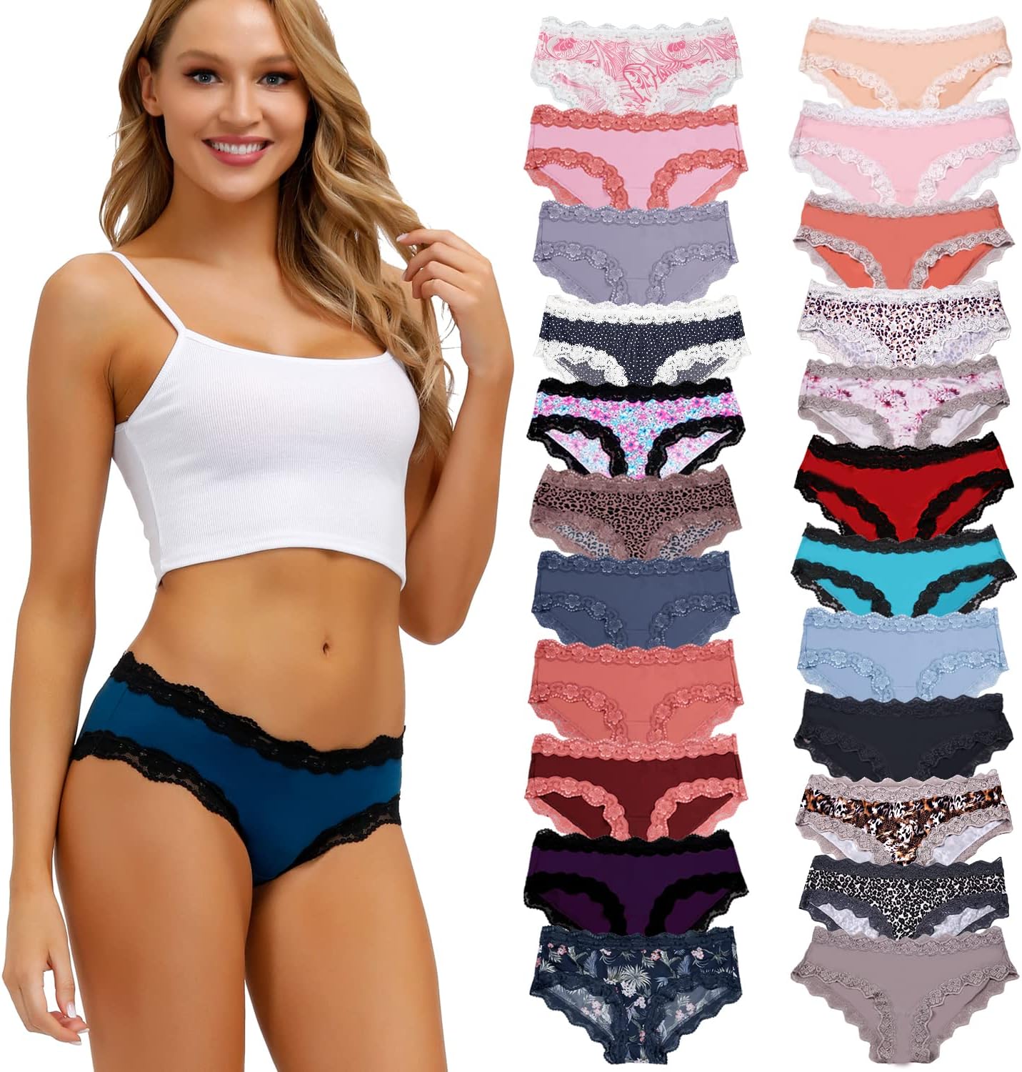 ADOVAKKER Women's Underwear Low Rise Lady Micro Smooth Breathable Briefs Hipster Panties Multipack Printing J-S1