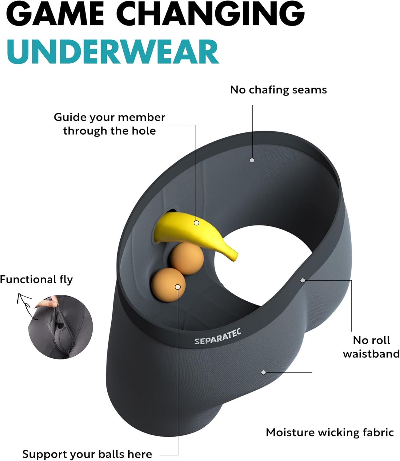 Separatec Mens Underwear with Pouch Moisture Wicking Dual Pouch Boxer Briefs Rayon From Bamboo Underwear Men, Halloween Theme