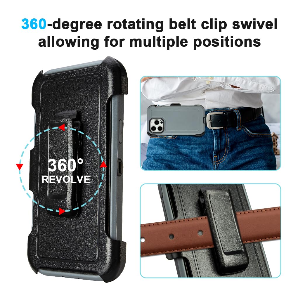 for Black iPhone 16 Pro Case with Belt Clip, for Shockproof iPhone 16 Pro Case Heavy Duty,3 Layers of Sturdy,Anti-Drop,Military-Grade Defender Cover for iPhone 16Pro Case Black