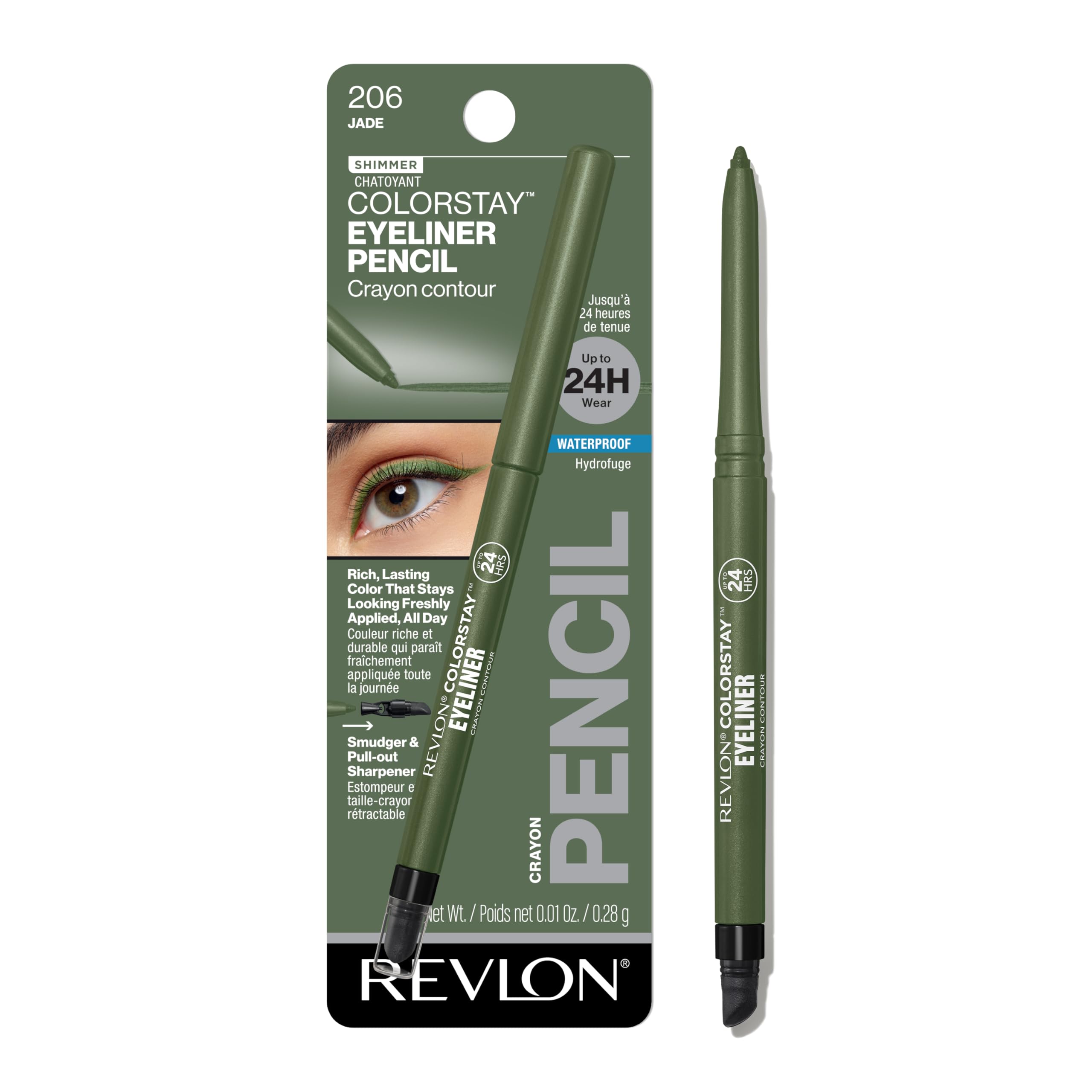 Revlon ColorStay Pencil Waterproof Eyeliner, Smudge-Proof, Eye Makeup with Built-In Sharpener, 202 Black Brown, 0.01 oz
