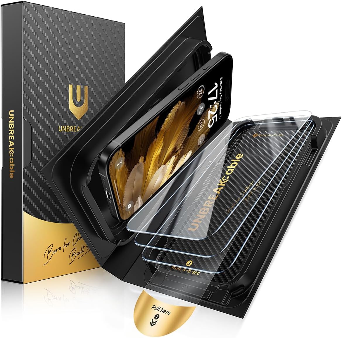 UNBREAKcable for iPhone 16 Pro Screen Protector [Quick-Installation Box] 3-Pack 9H+ Hardness Shatterproof Tempered Glass [99.99% HD Clear] [Case Friendly] [Bubble Free] for Apple 16 Pro 6.3 inch