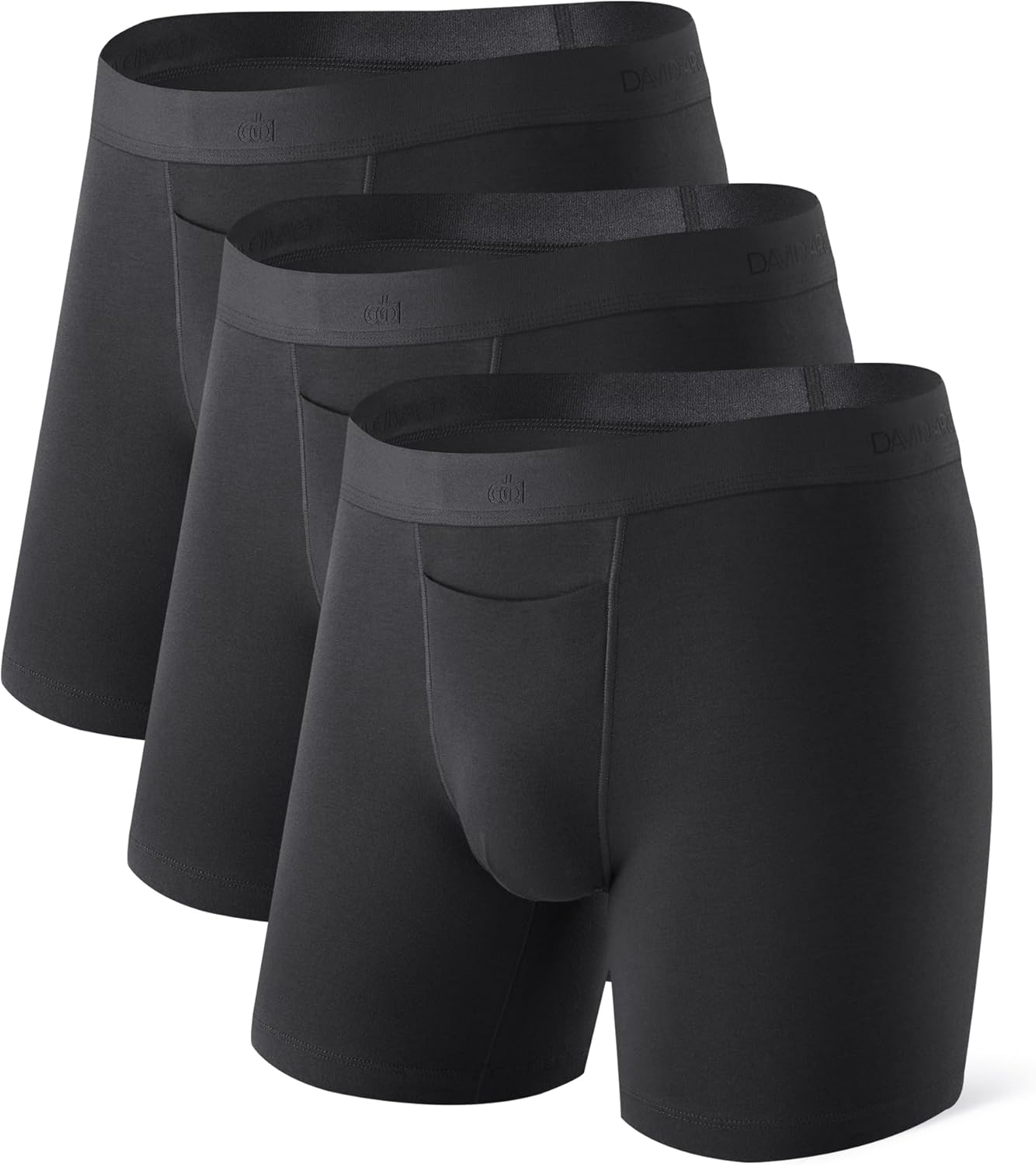 DAVID ARCHY Mens Underwear Cotton Boxer Briefs with Pouch Ultra Moisture Wicking Breathable Soft with Horizontal Fly 3 Pack