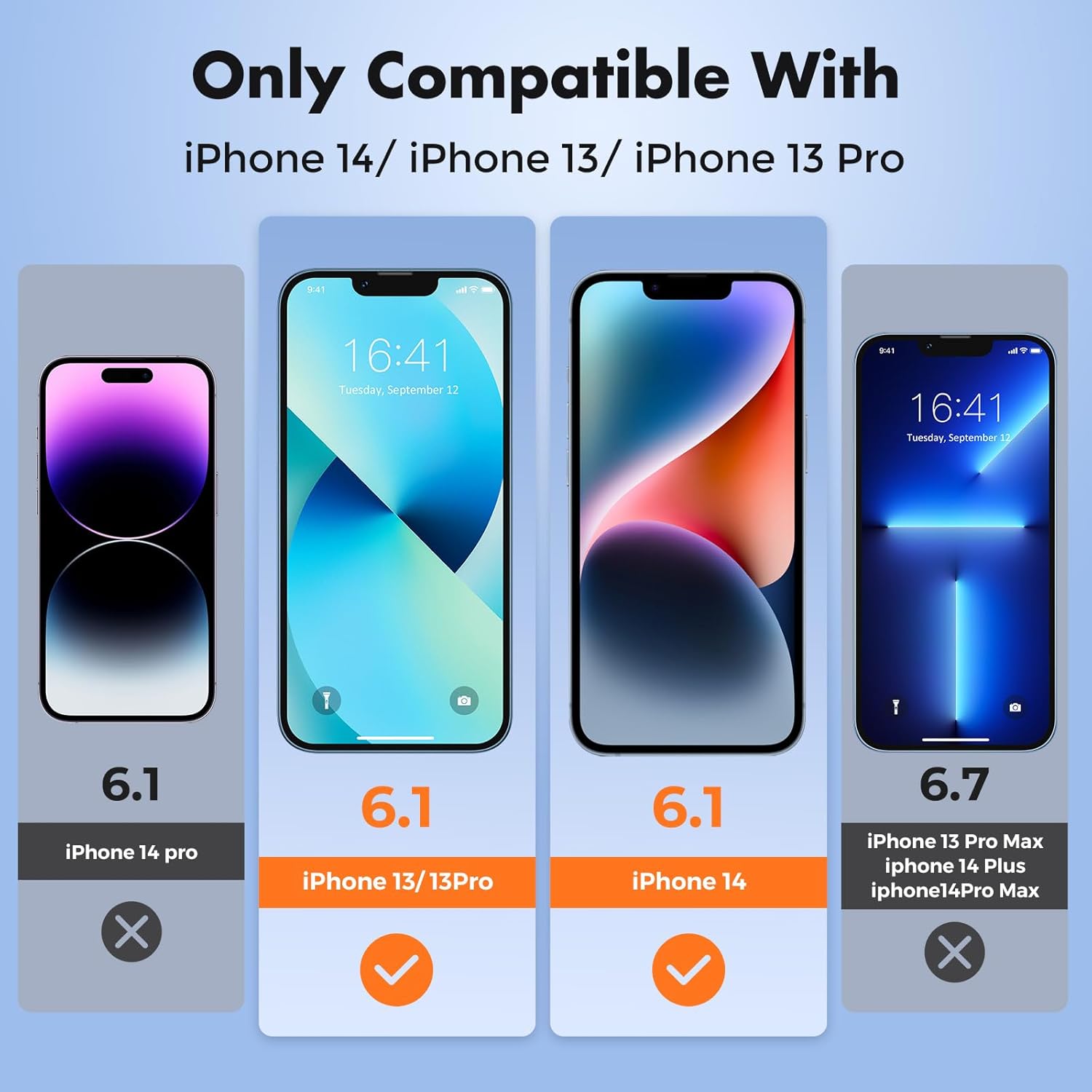 UNBREAKcable 2-Pack Screen Protector for iPhone 14/13/13 Pro Double Shatterproof Tempered Glass [Easy Installation Frame] [9H Hardness] [99.99% HD] [Bubble Free] for Apple 13 Pro/13/14 6.1 inch